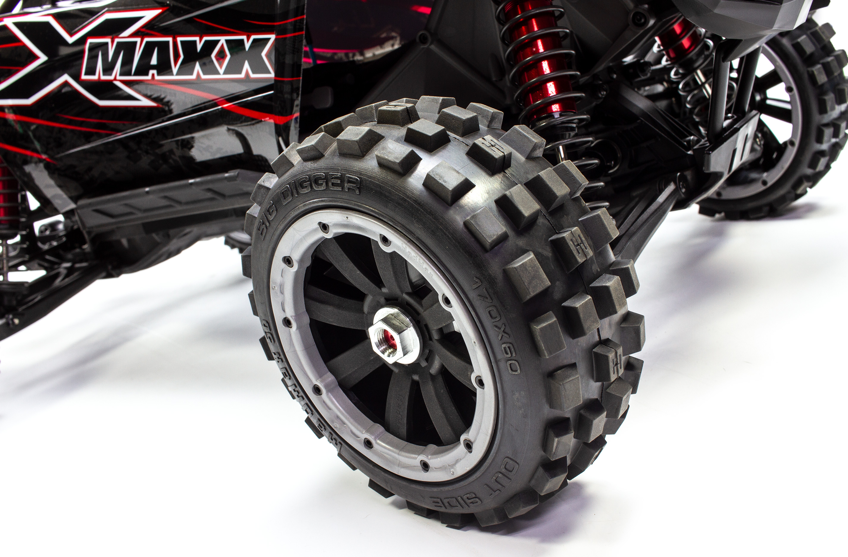 y1406/01 MadMax BIG DIGGER 170x80/x60 complete set for Traxxas X-MAXX 4x4 with adapter