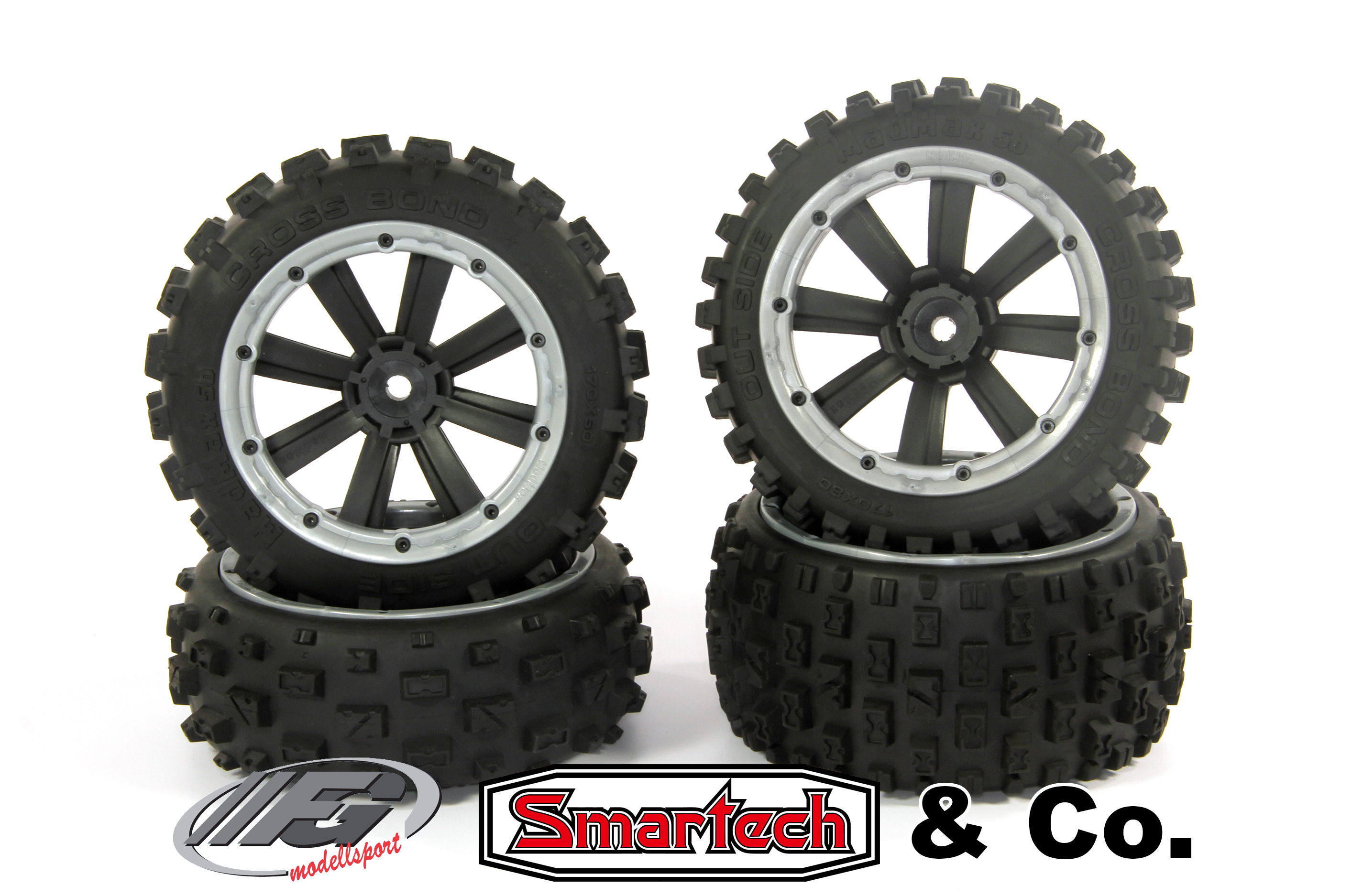 y1402/01 MadMax CROSS BOND 170x80/x60 tires for FG/Smartech and other (18 mm square drive)