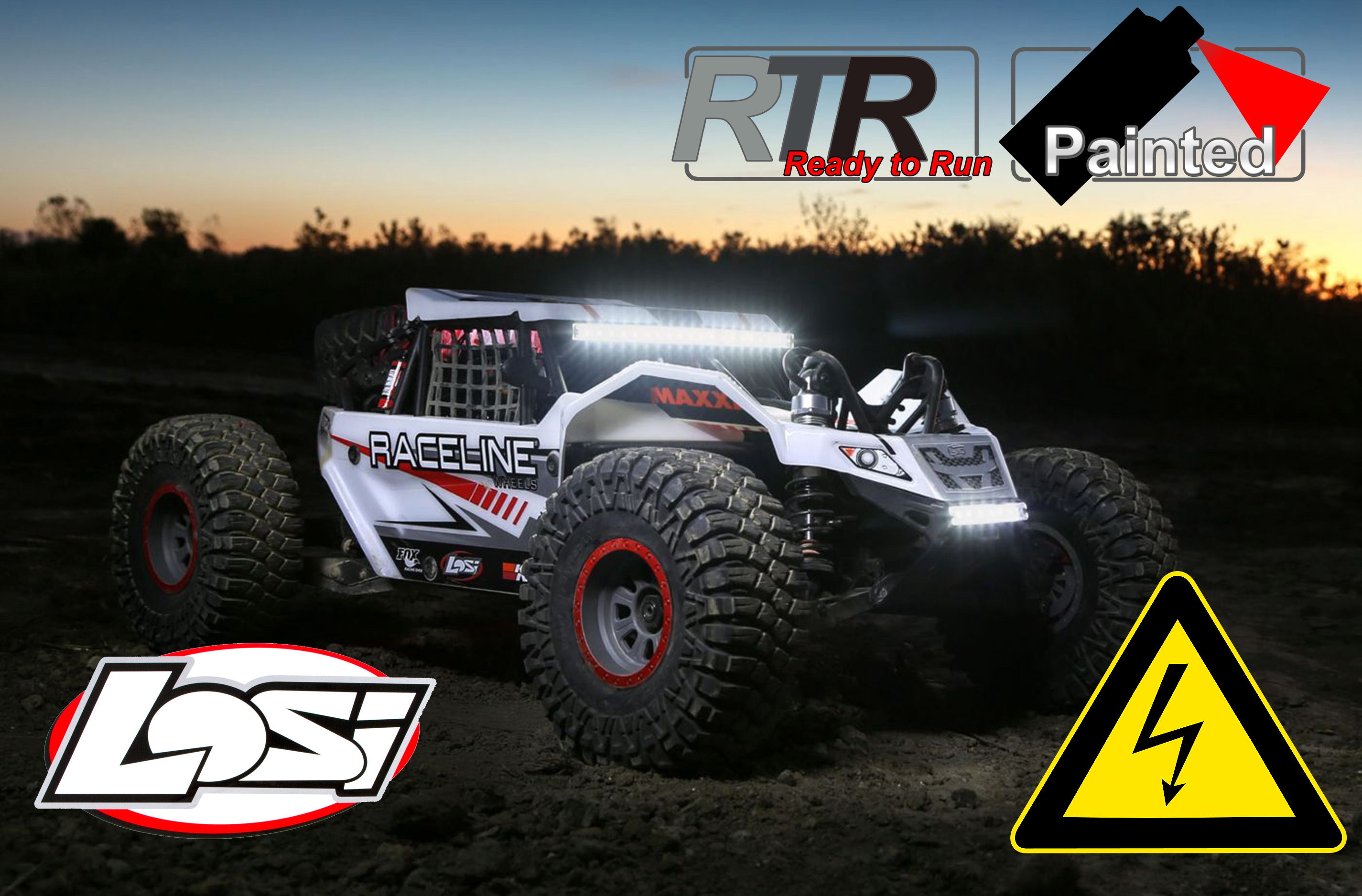 LOS05016V"T1 Losi 1/6 Super Rock Rey 4WD Brushless RTR, white body shell, with AVC