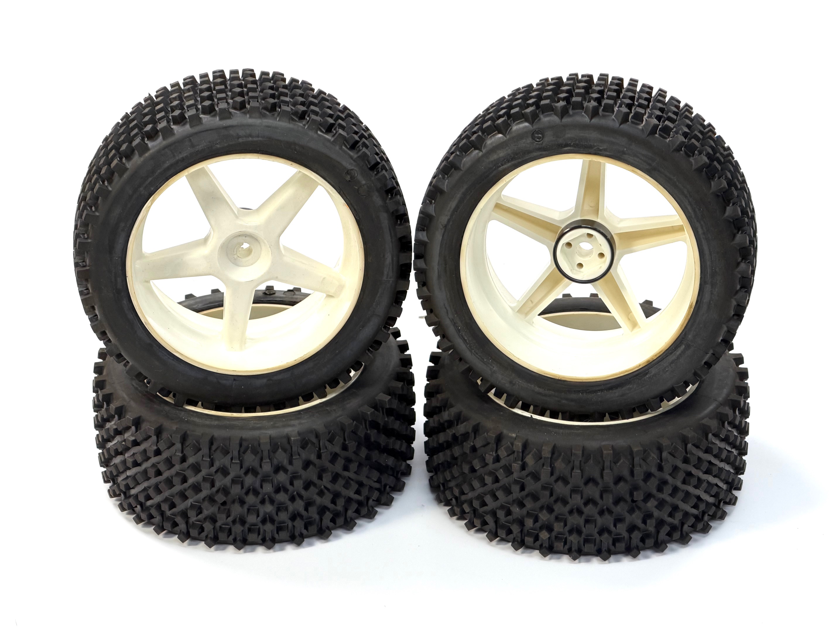 06409/04 Mini block Soft / OR tires, glued, white, 4pcs, used