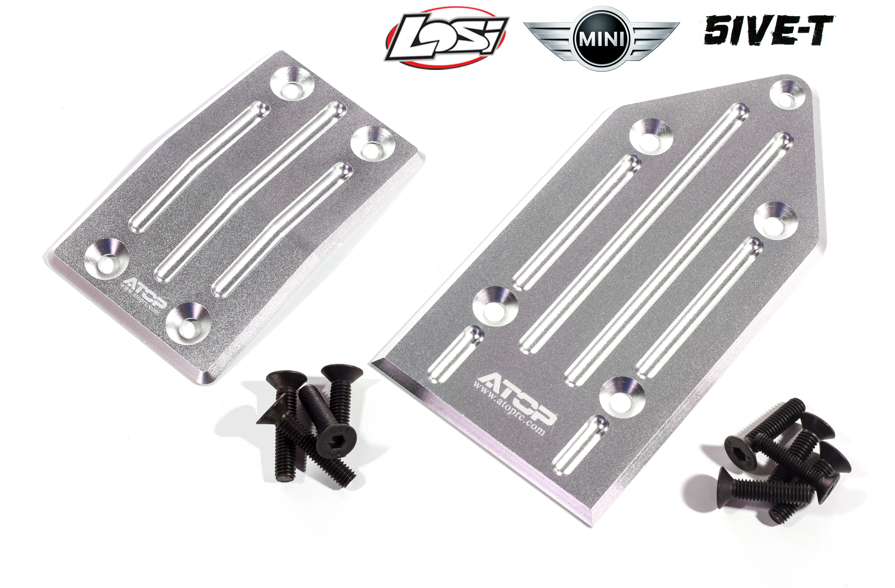 AT-5T006/007 ATOP Aluminum front and rear skid plate Losi 5ive-T/2.0 and Mini AT-5T006/007 ATOP Aluminum front and rear skid plate Losi 5ive-T/2.0 and Mini