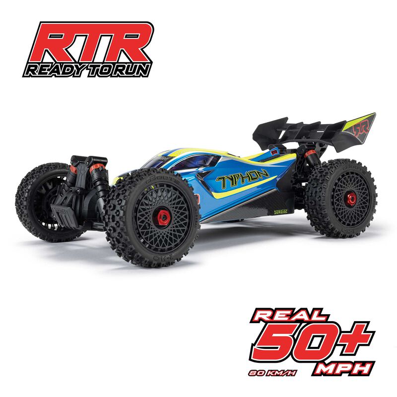 ARA4306V4T4  1/8 TYPHON 223S DSC 4X4 RTR Brushless Buggy, blue/yellow