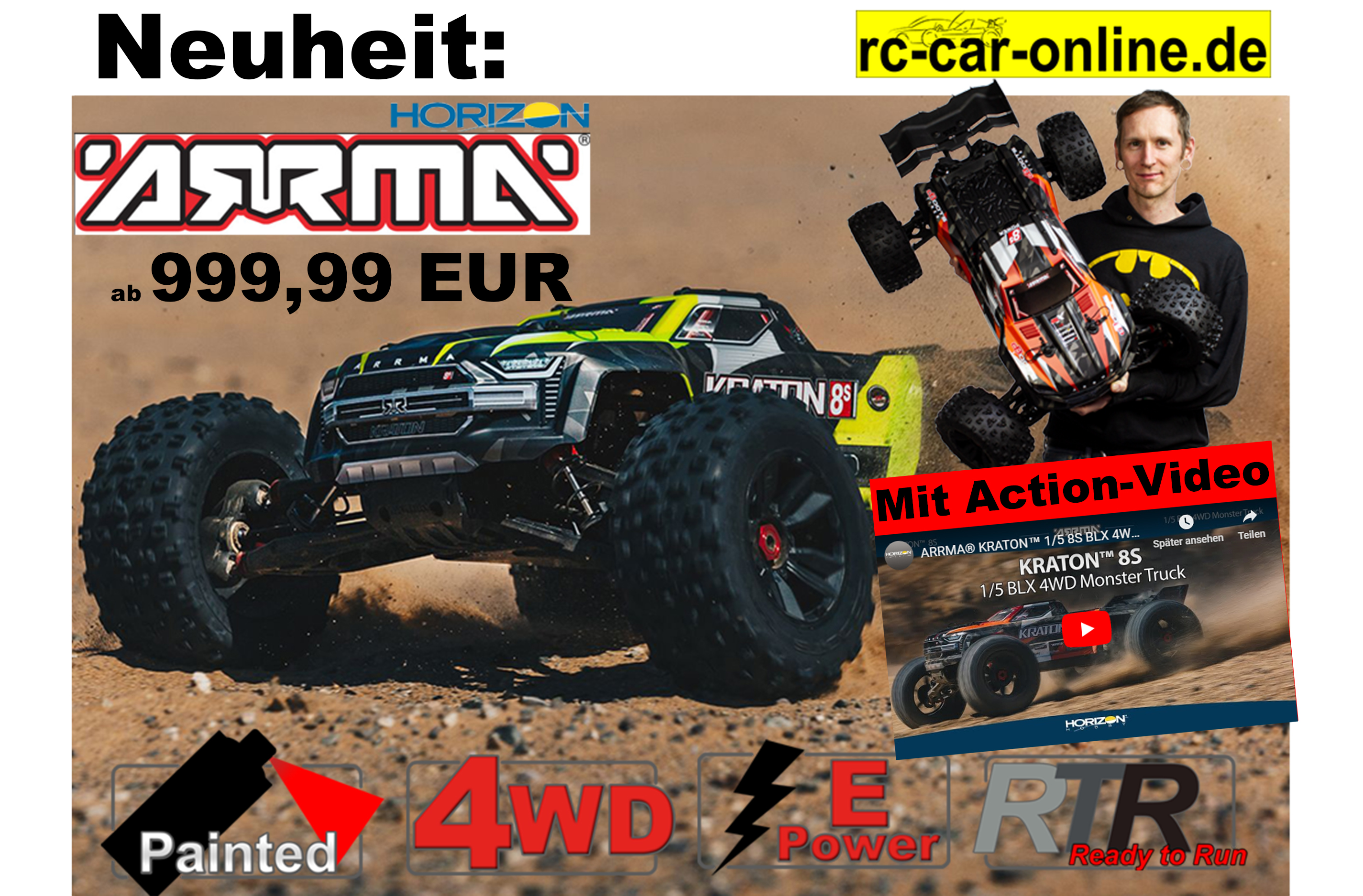 1:5 KRATON 4X4 8S BLX Brushless Speed Monster Truck RTR 1:5 KRATON 4X4 8S BLX Brushless Speed Monster Truck RTR