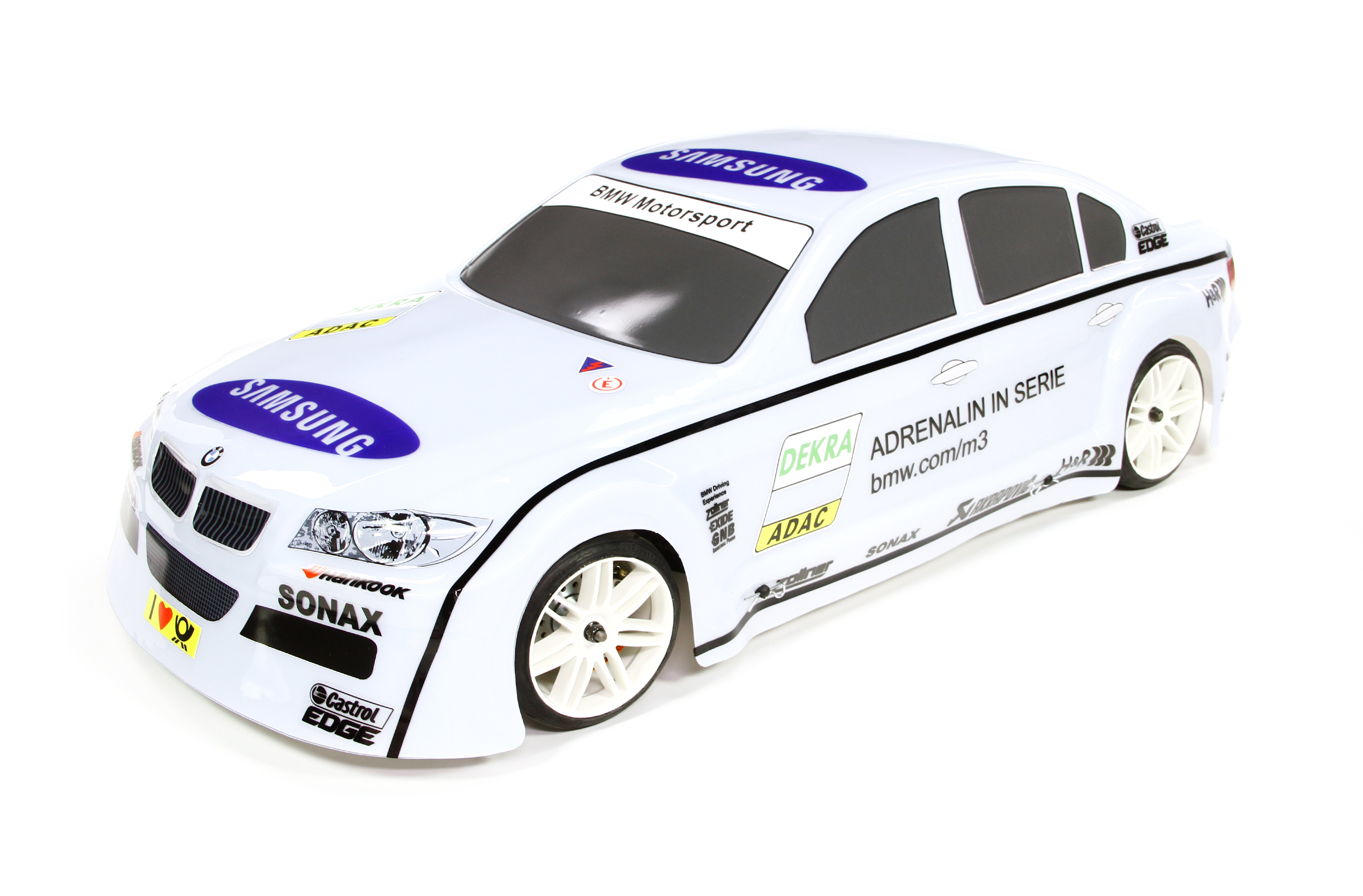 y1330 BMW 320si WTCC 1/5 body shell, painted, 535 wheelbase, white/light blue y1330 BMW 320si WTCC 1/5 body shell, painted, 535 wheelbase, white/light blue