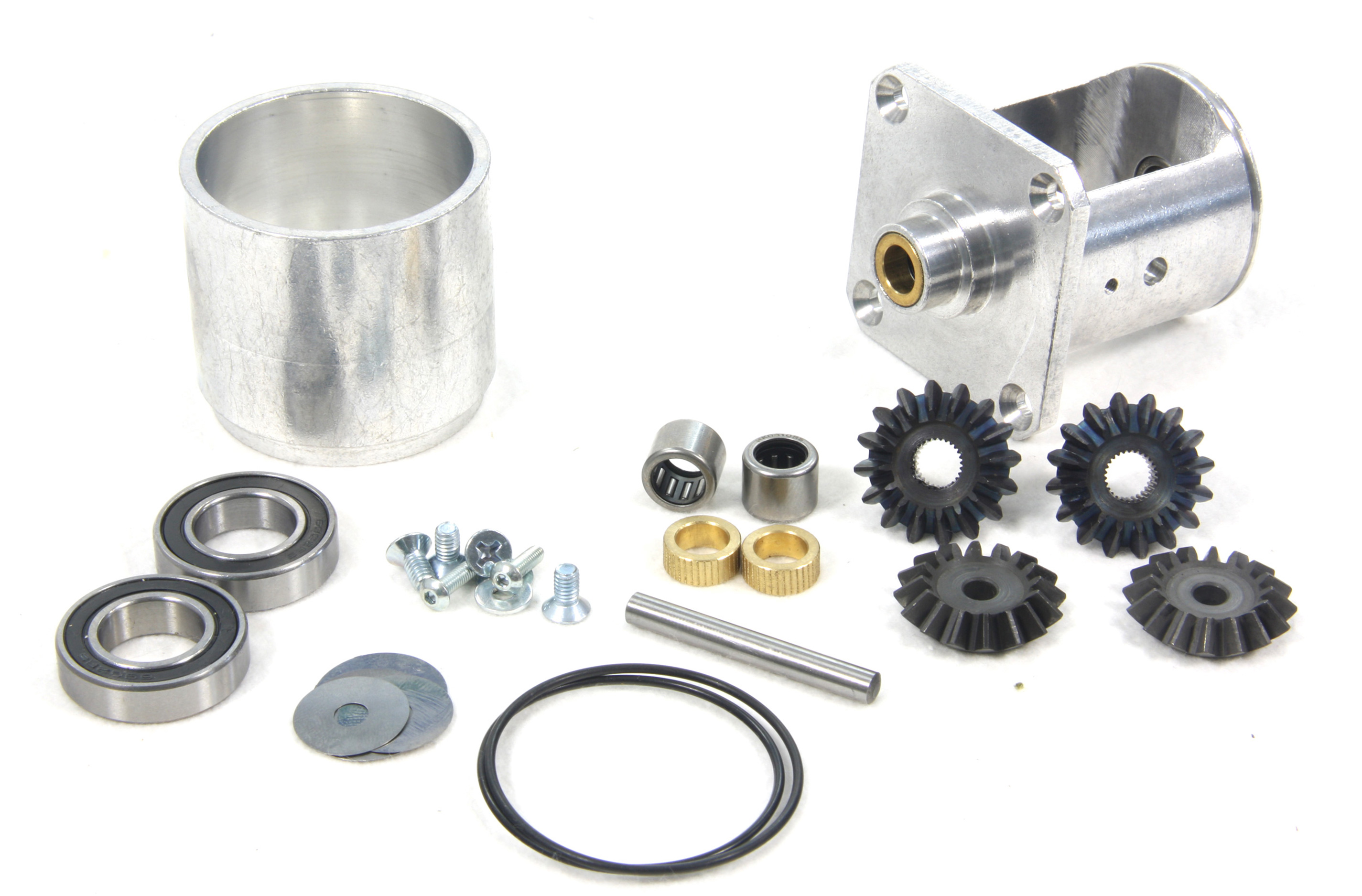 Fully assembled alloy diff incl. reinforced diff. tube and bevel diff. gearwheel for FG 2WD/4WD + Carson/Smartech 2WD