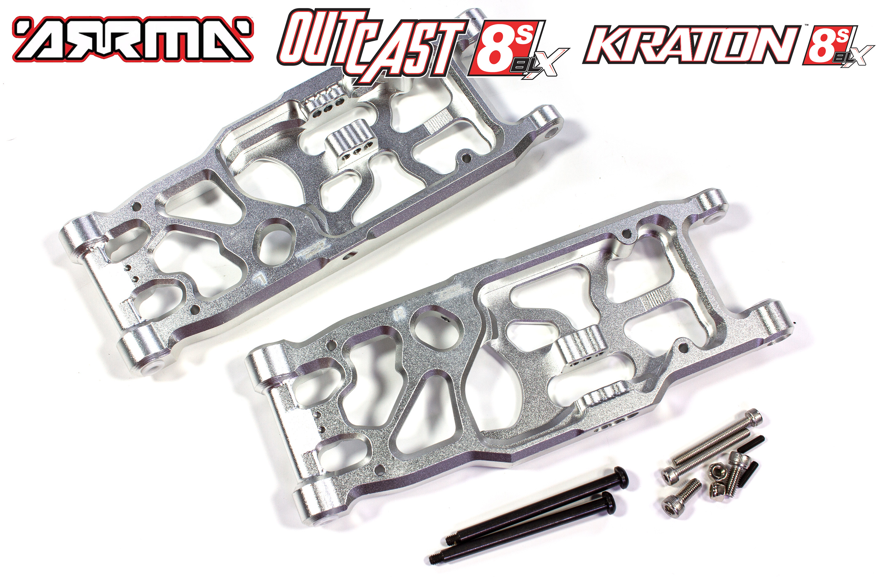 AKX056 GPM rear lower aluminum a-arms for Arrma Kraton / Outcast 8S
