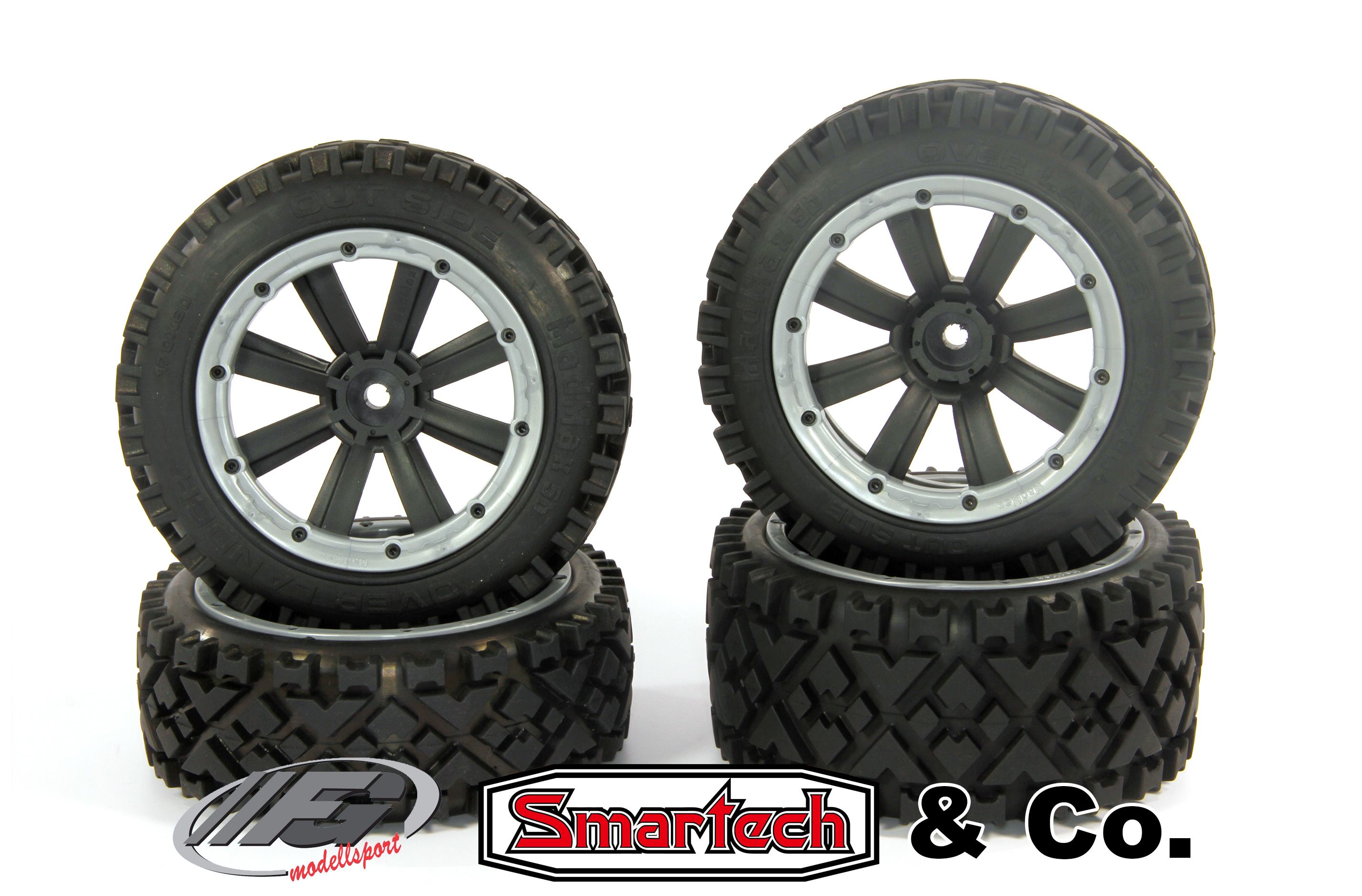 y1403/01 MadMax OVER LANDER 170x80/x60 tires for FG/Smartech and other (18 mm square drive)