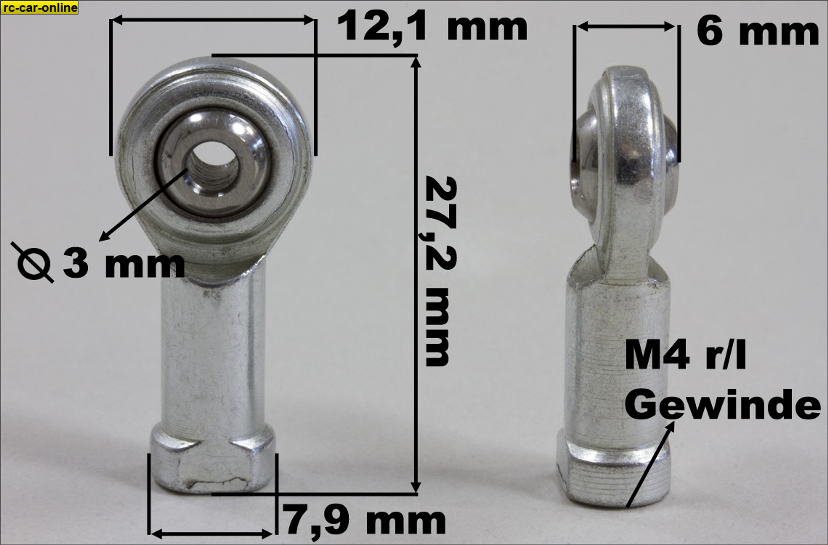 y0529/01RL Stahlkugelpfanne 4 mm Rechts- und Linksgewinde + 3 mm Kugelbohrung y0529/01RL Stahlkugelpfanne 4 mm Rechts- und Linksgewinde + 3 mm Kugelbohrung
