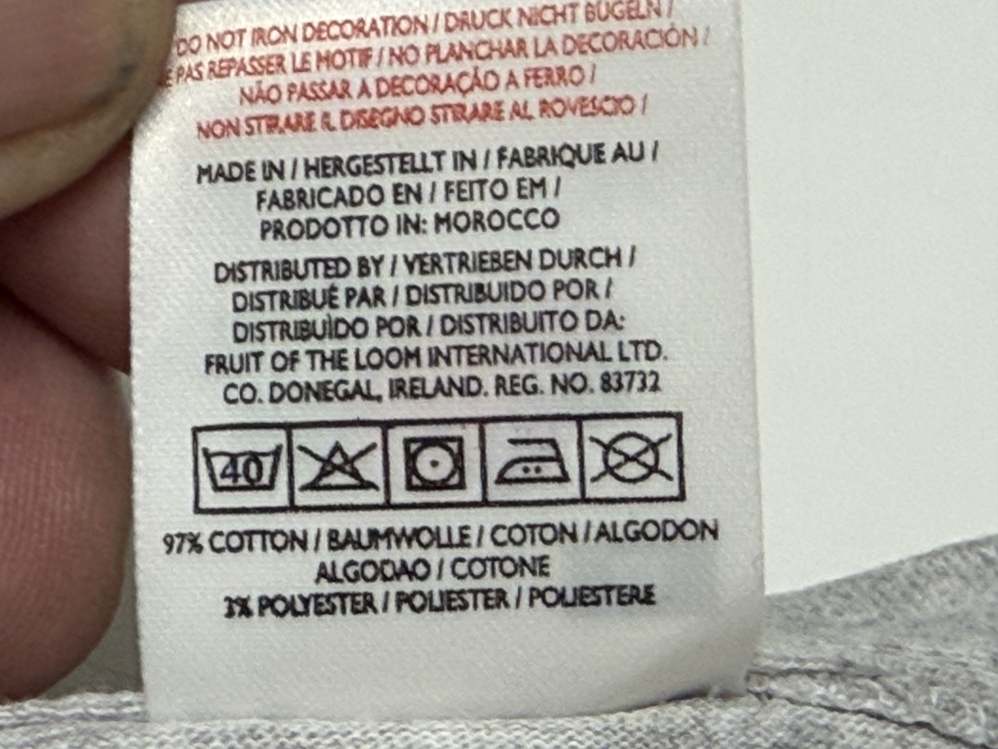 y481 T-Shirt Fruit of the Loom, grau, verschiedene Größen, 1 Stück