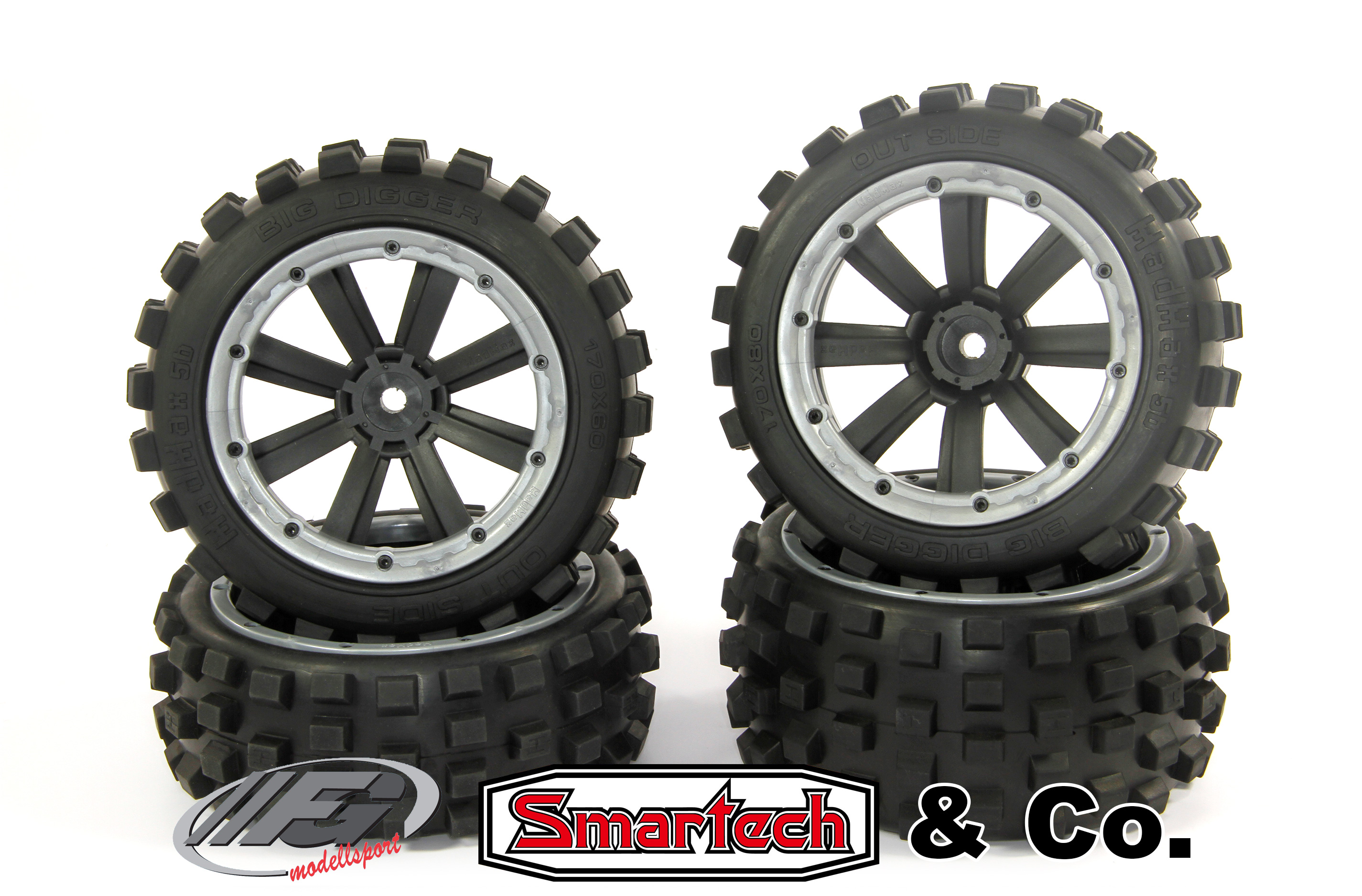 y1401/01 MadMax BIG DIGGER 170x80/x60 tires for FG/Smartech and other (18 mm square drive)