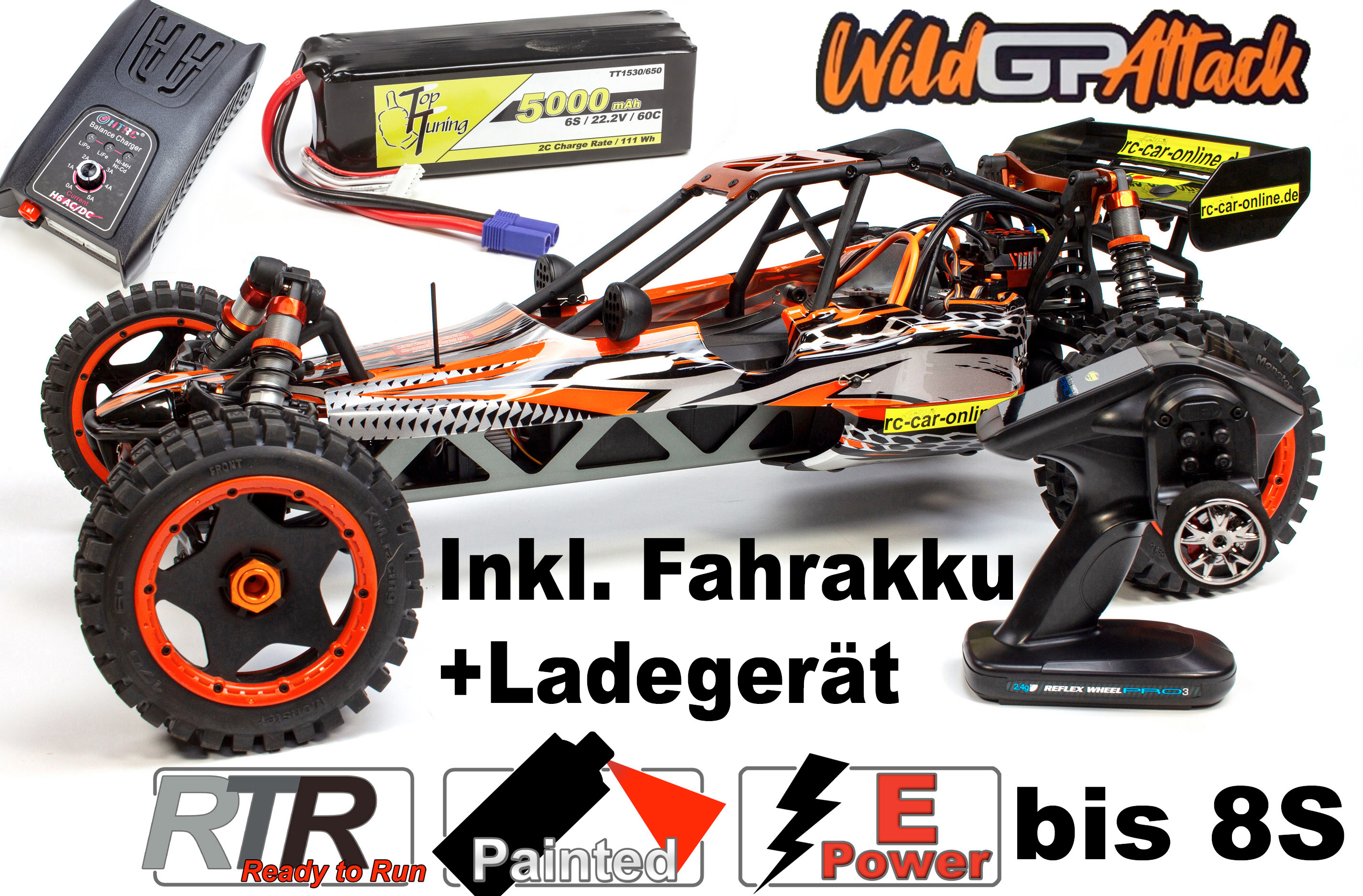 500304032/E 1:5 Wild GP Attack Brushless RTR Set with 6S driving batterie and charger