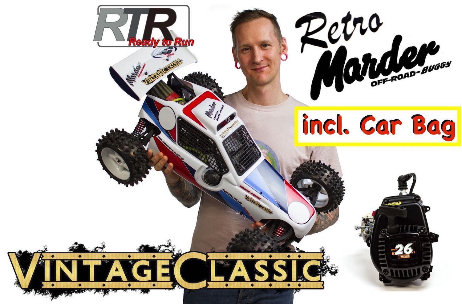 6000c/2023 FG Marder Vintage-Classic with 26 ccm engine RTR, with Car Bag