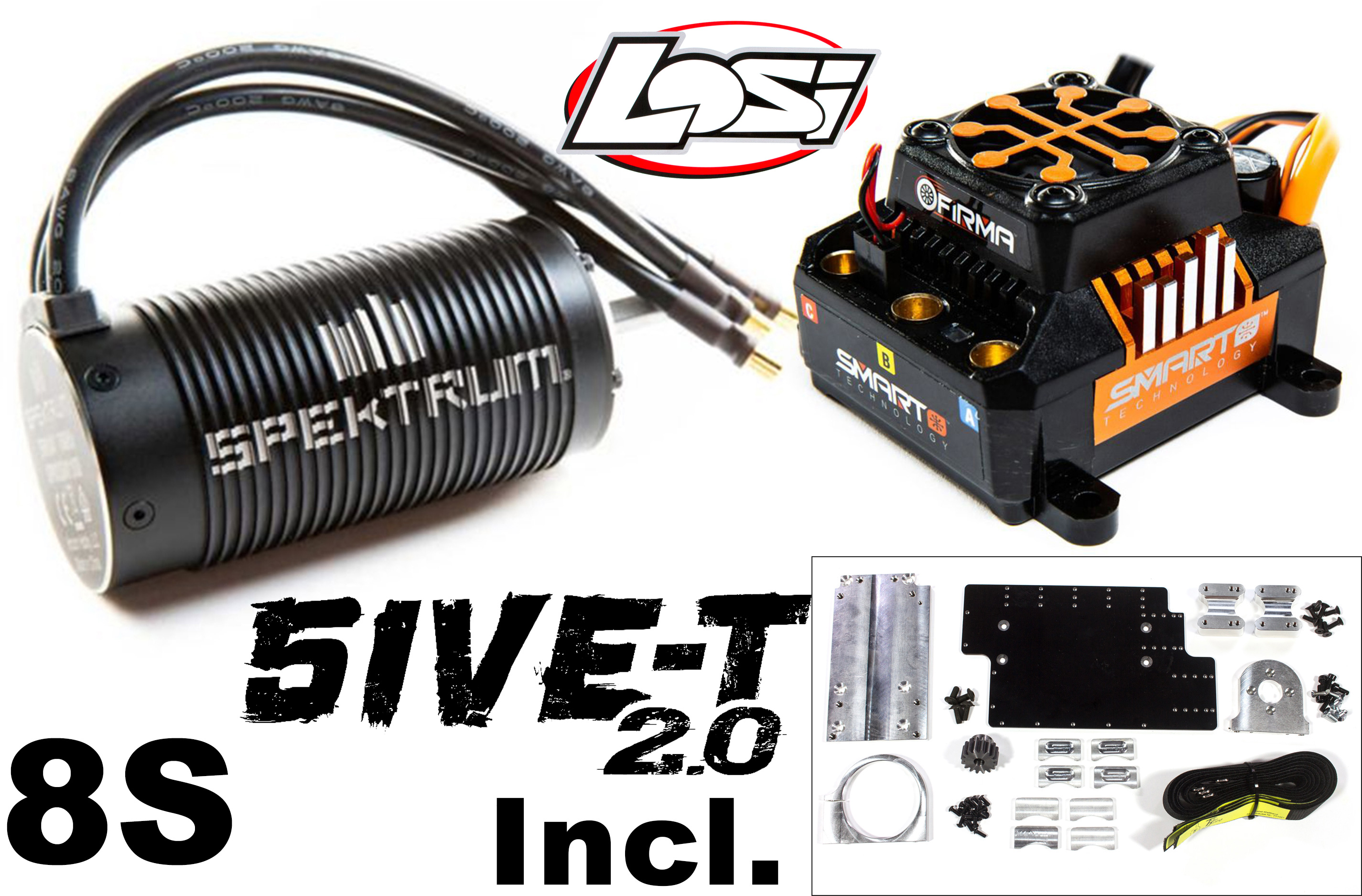 TT5014 Top Tuning komplettes Einbauset für Losi 5ive-T 2.0 mit original Losi Spektrum Motor / Regler TT5014 Top Tuning komplettes Einbauset für Losi 5ive-T 2.0 mit original Losi Spektrum Motor / Regler