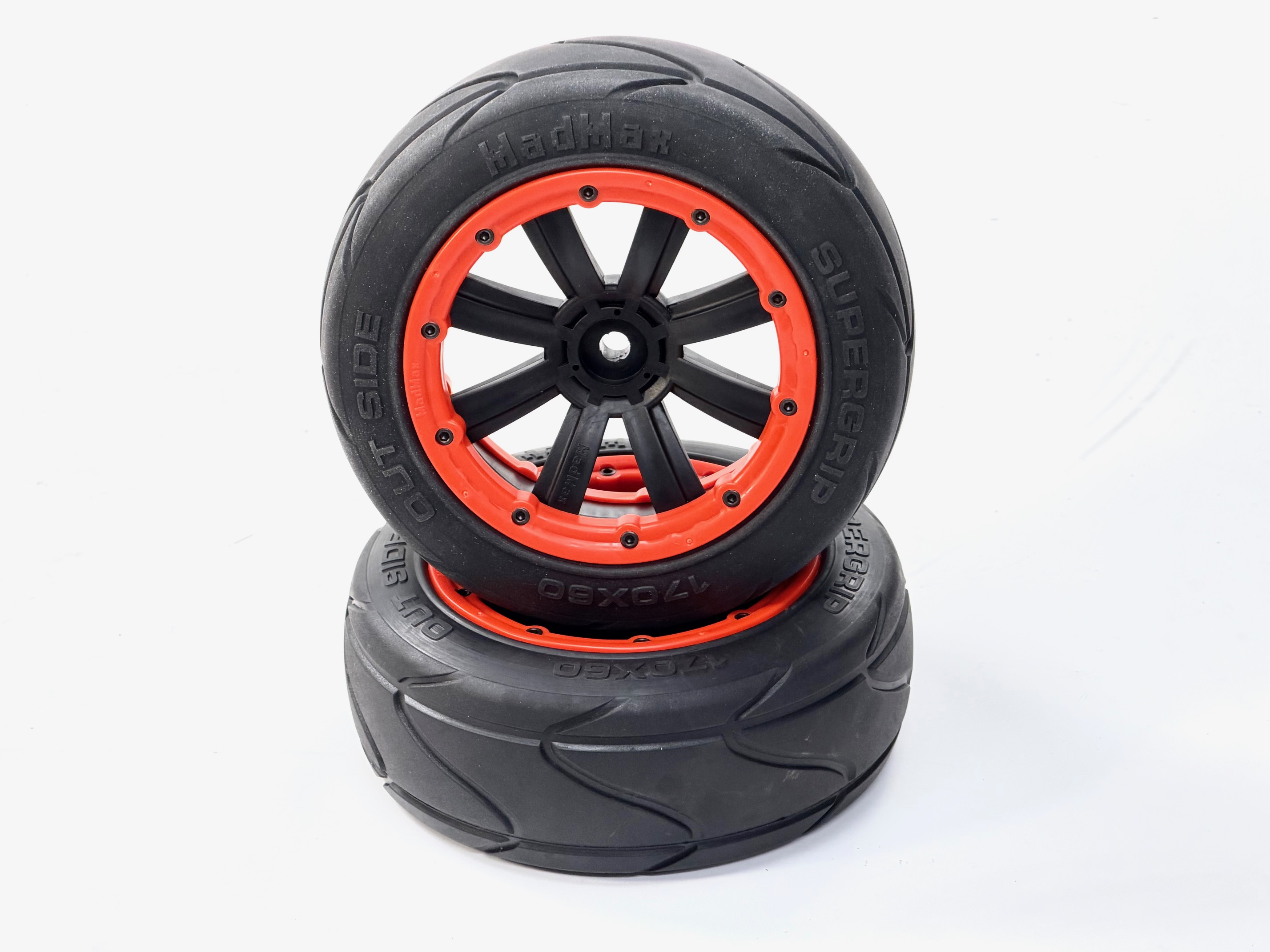 y1462/02 MadMax SUPER GRIP Reifen Soft  + 18mm 4-Kant Felge 60 mm, 1 Paar