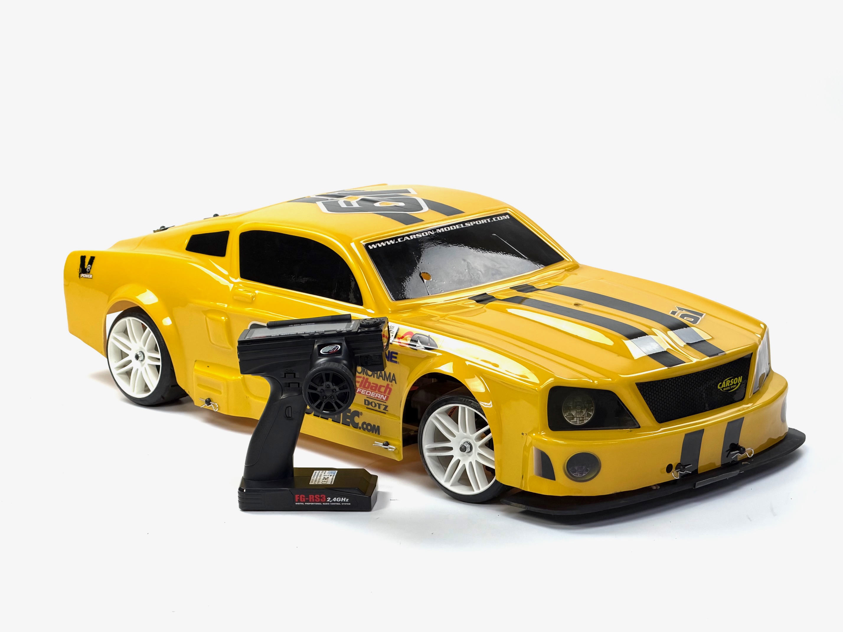 FG Sportsline 4WD-530 Electric with yellow Ford Mustang body, RTR, used