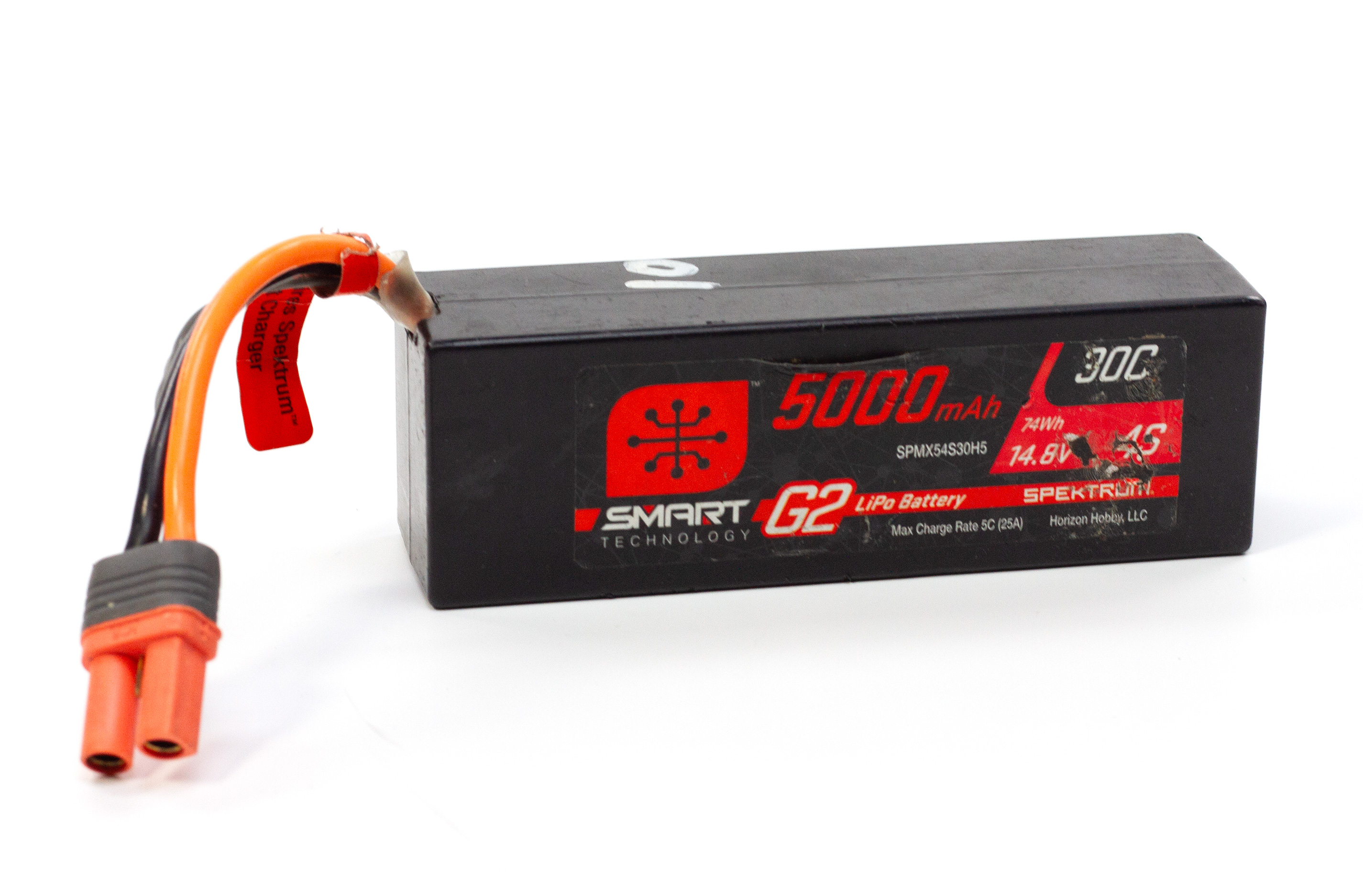 Spektrum 14.8V 5000mAh 4S 30C Smart G2 Hardcase LiPo Battery: IC5 used