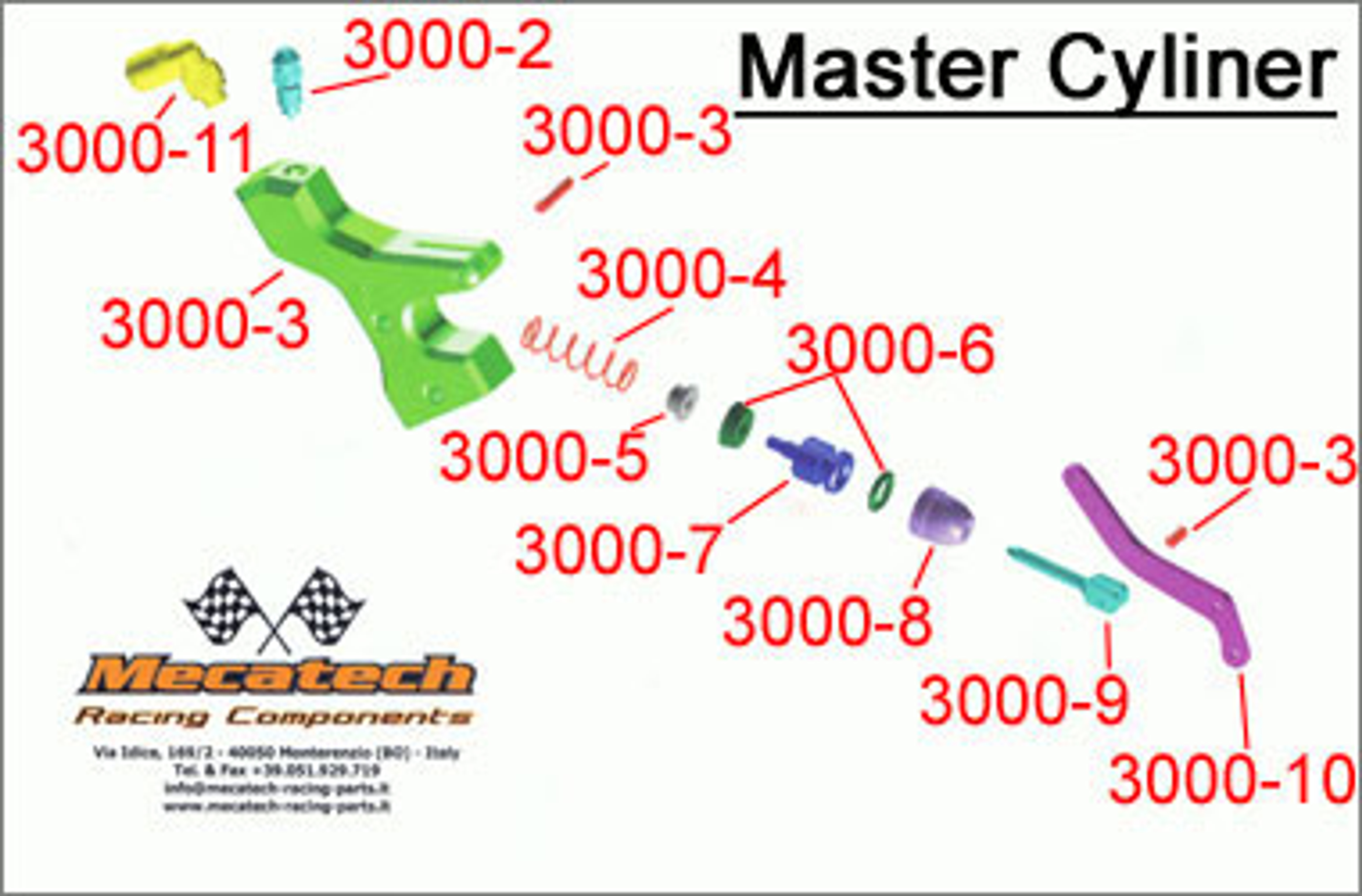 3000-09 Mecatech Rod for Mastercylinder, 1 pce.