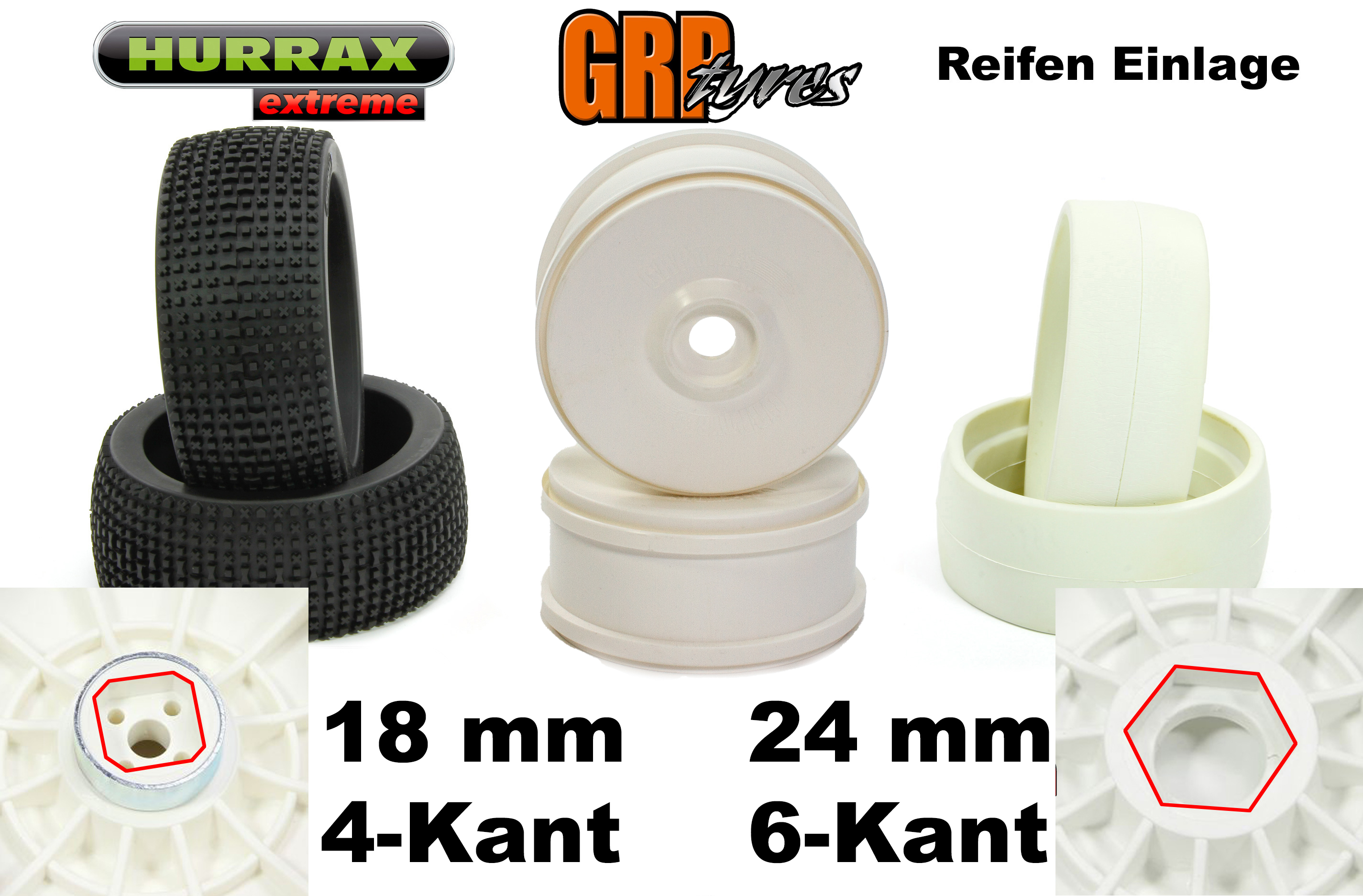 HURRAX extreme Race-Reifen + GRP Diskfelge + Einlage Set