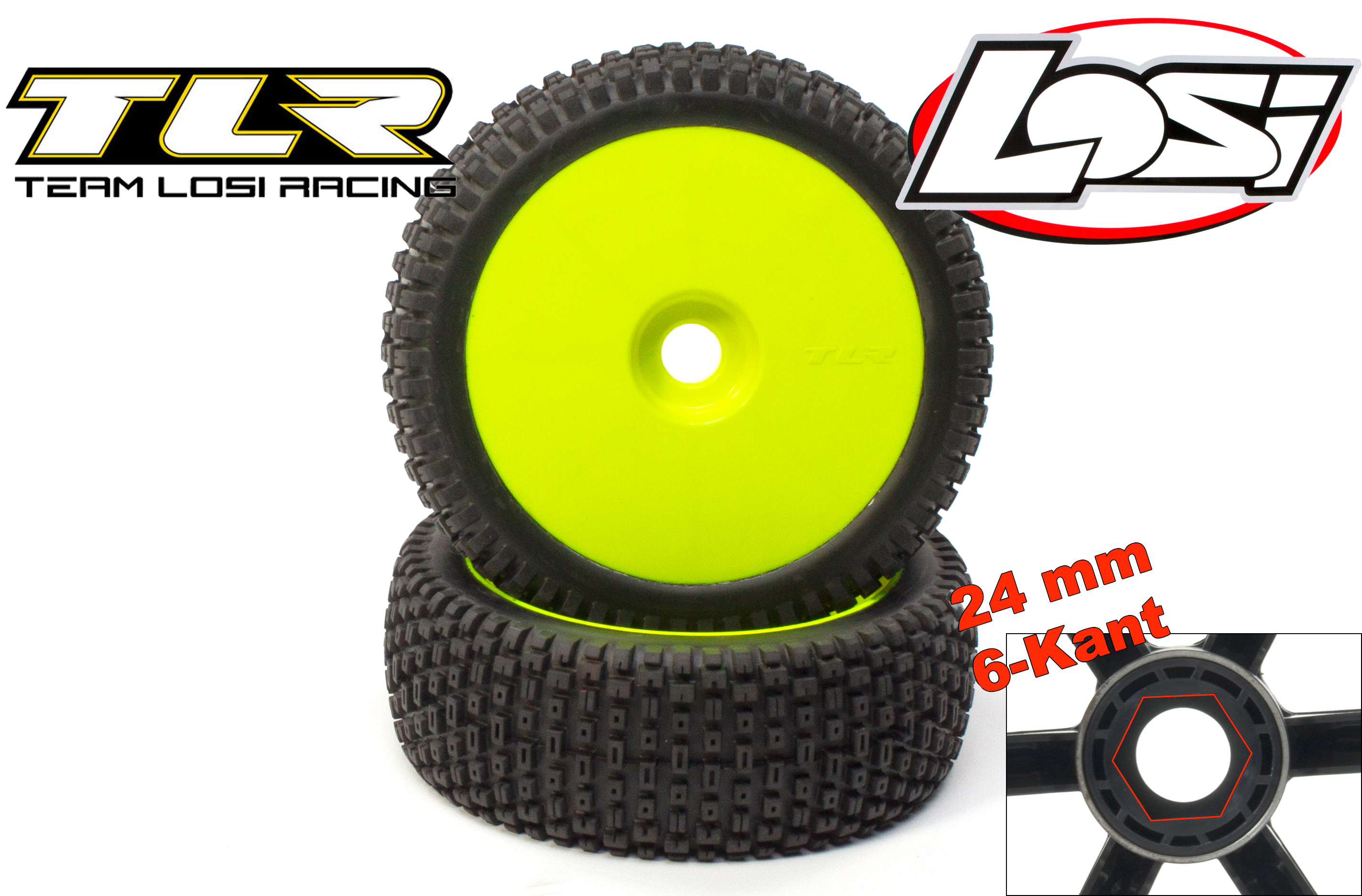 TLR45004 Losi TLR Race Reifen mit Einlage und Felge, original Losi