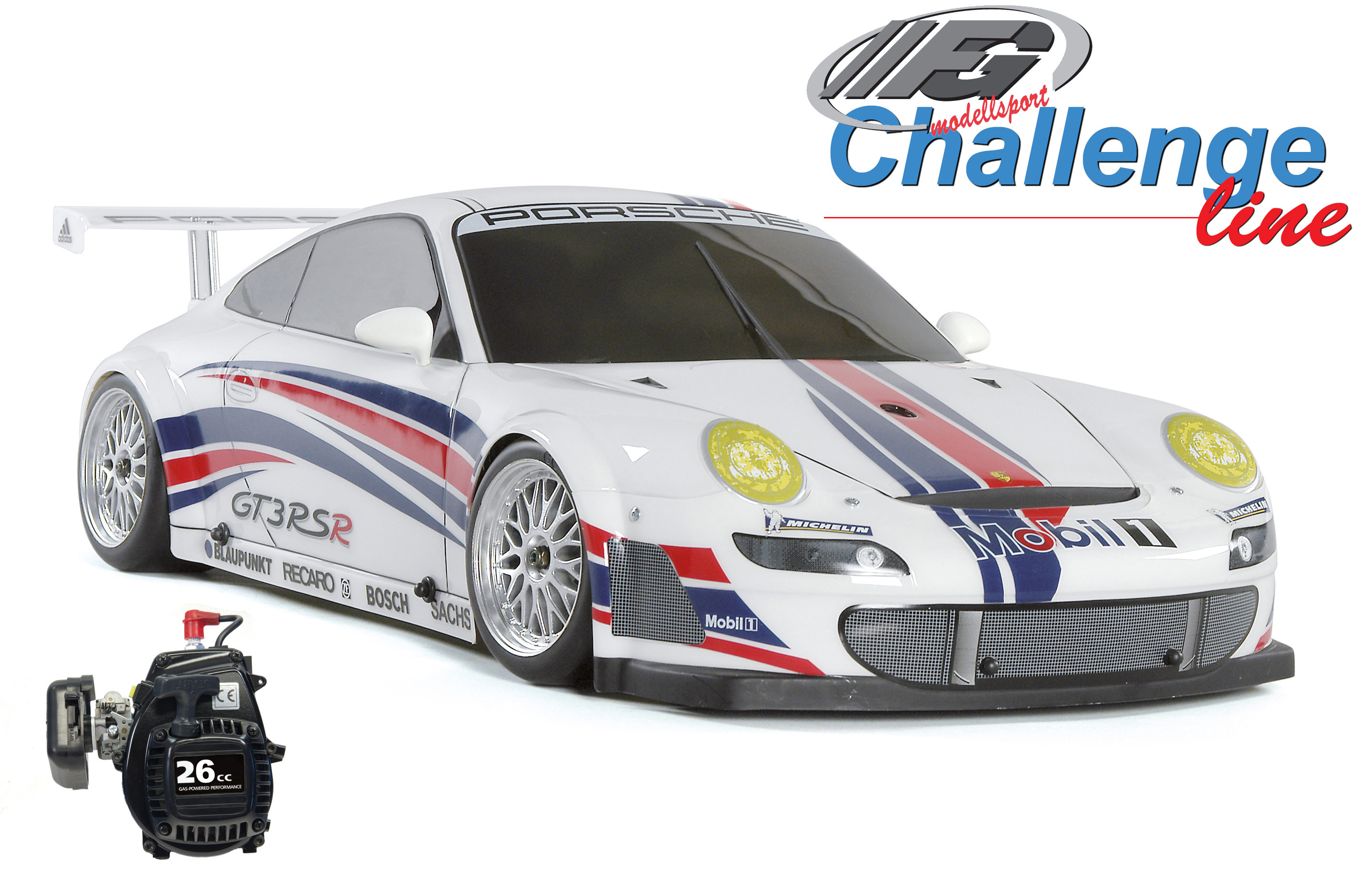 FG Challenge Line 2WD-510 with Porsche GT3 RSR body and 26 cm³ FG engine FG Challenge Line 2WD-510 with Porsche GT3 RSR body and 26 cm³ FG engine