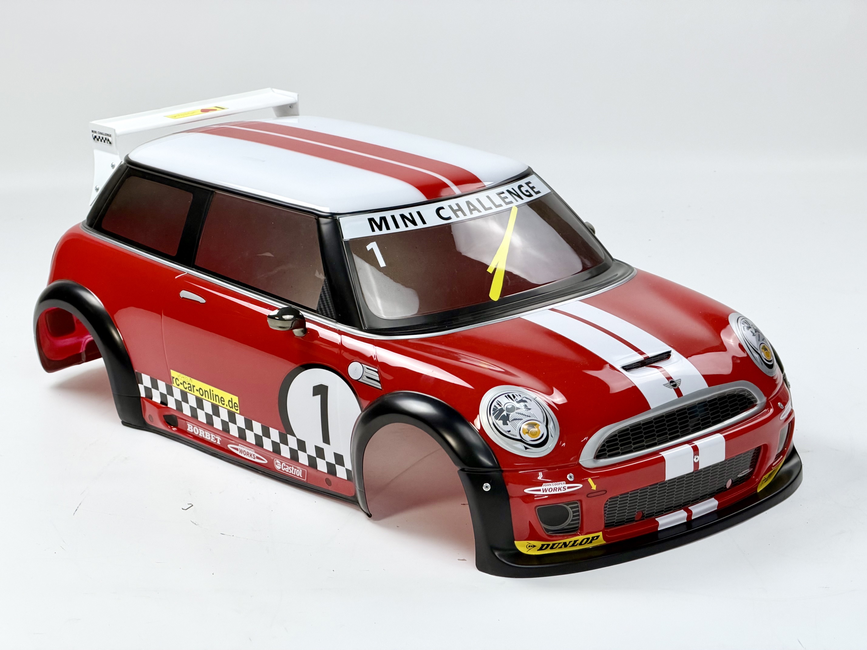 5179G FG Mini Cooper body kit, painted red, 2 mm, incl. rear spoiler, wheelbase 510 mm, used