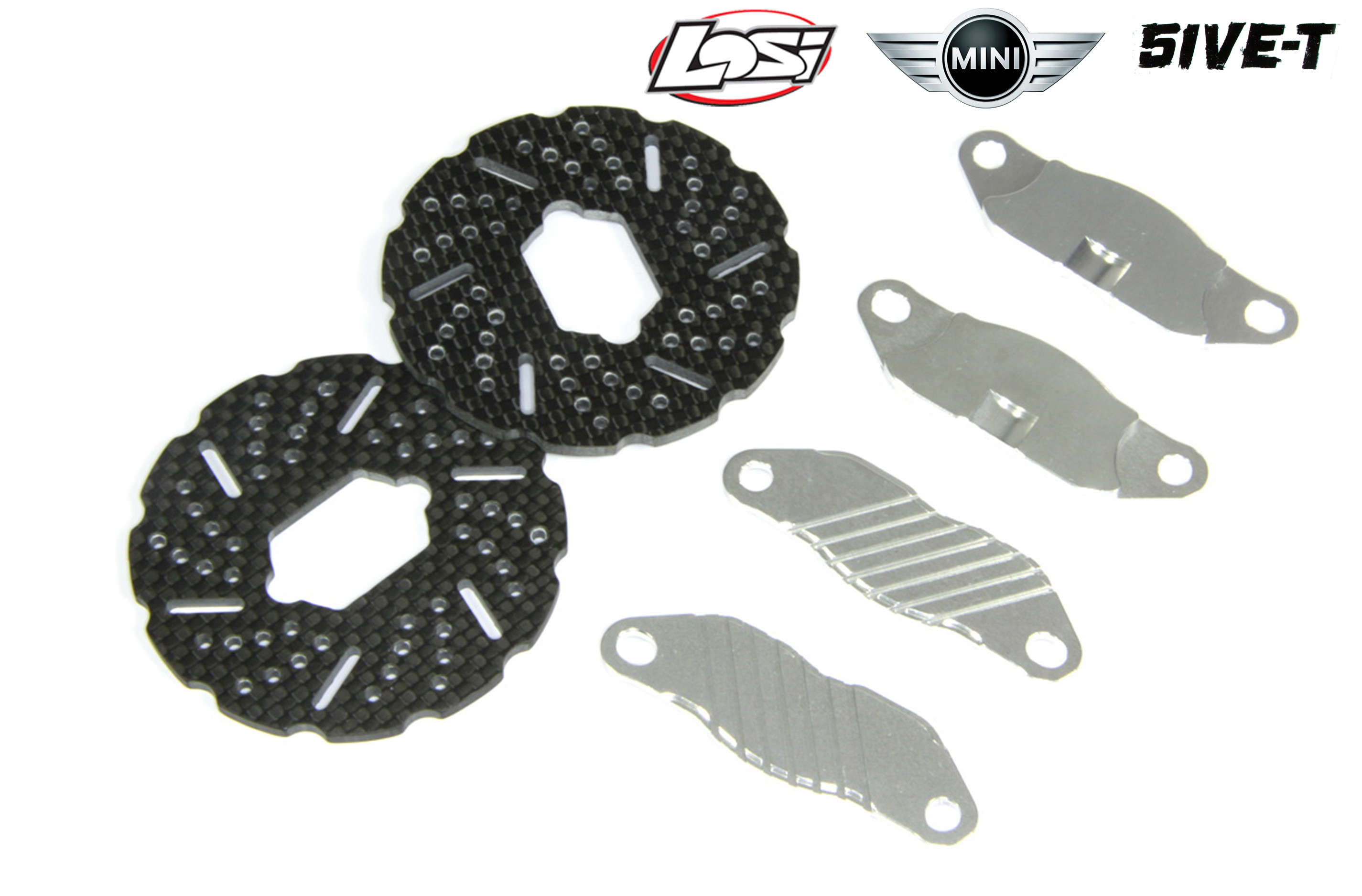 GLO5T039/01 GPM Carbon fiber brake disk with brake pads for Losi 5ive-T and Mini GLO5T039/01 GPM Carbon fiber brake disk with brake pads for Losi 5ive-T and Mini