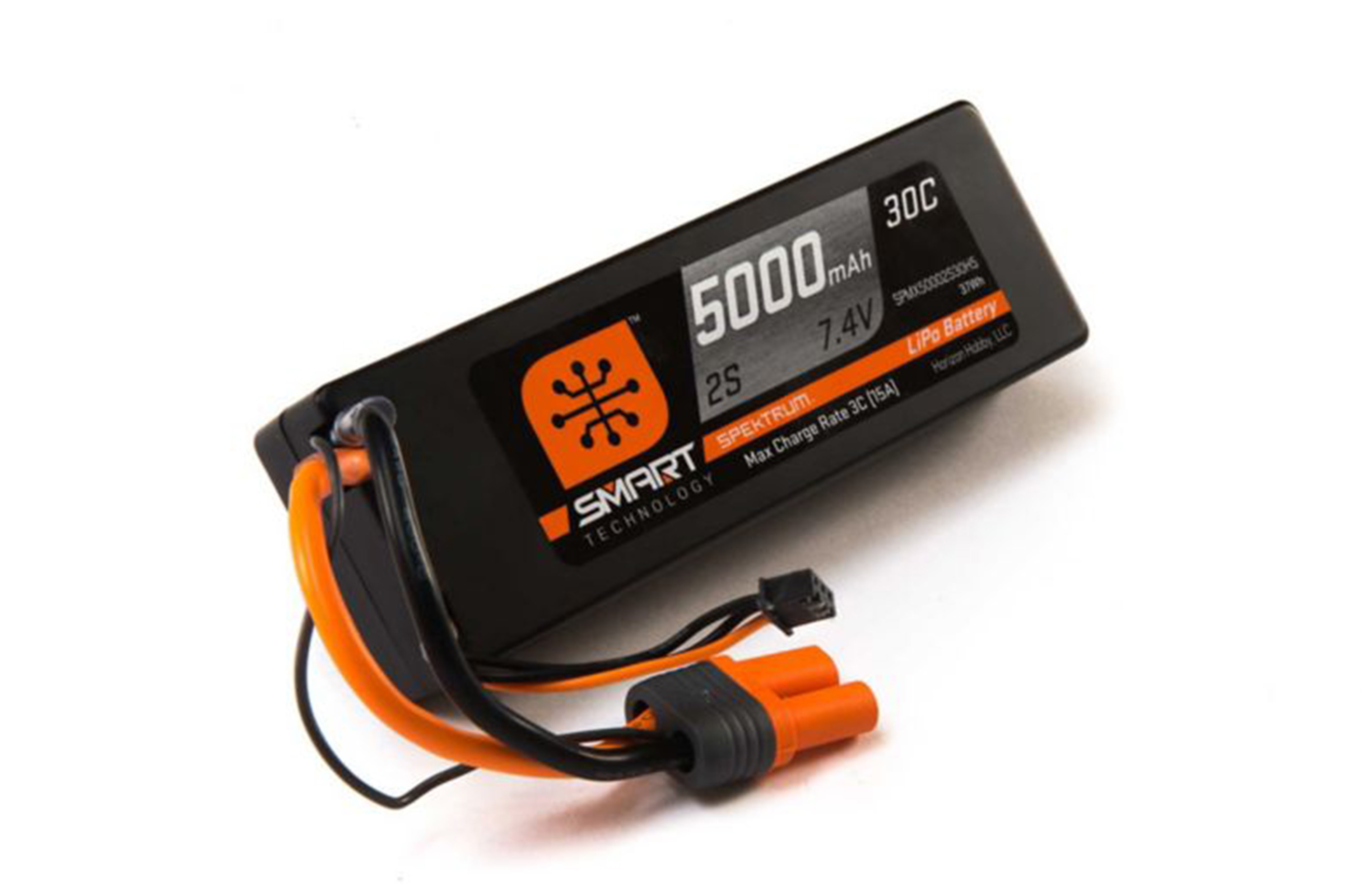 SPMX52S30H5 Spektrum 7.4V 5000mAh 2S 30C Smart LiPo Battery, Hardcase, IC5 SPMX52S30H5 Spektrum 7.4V 5000mAh 2S 30C Smart LiPo Battery, Hardcase, IC5