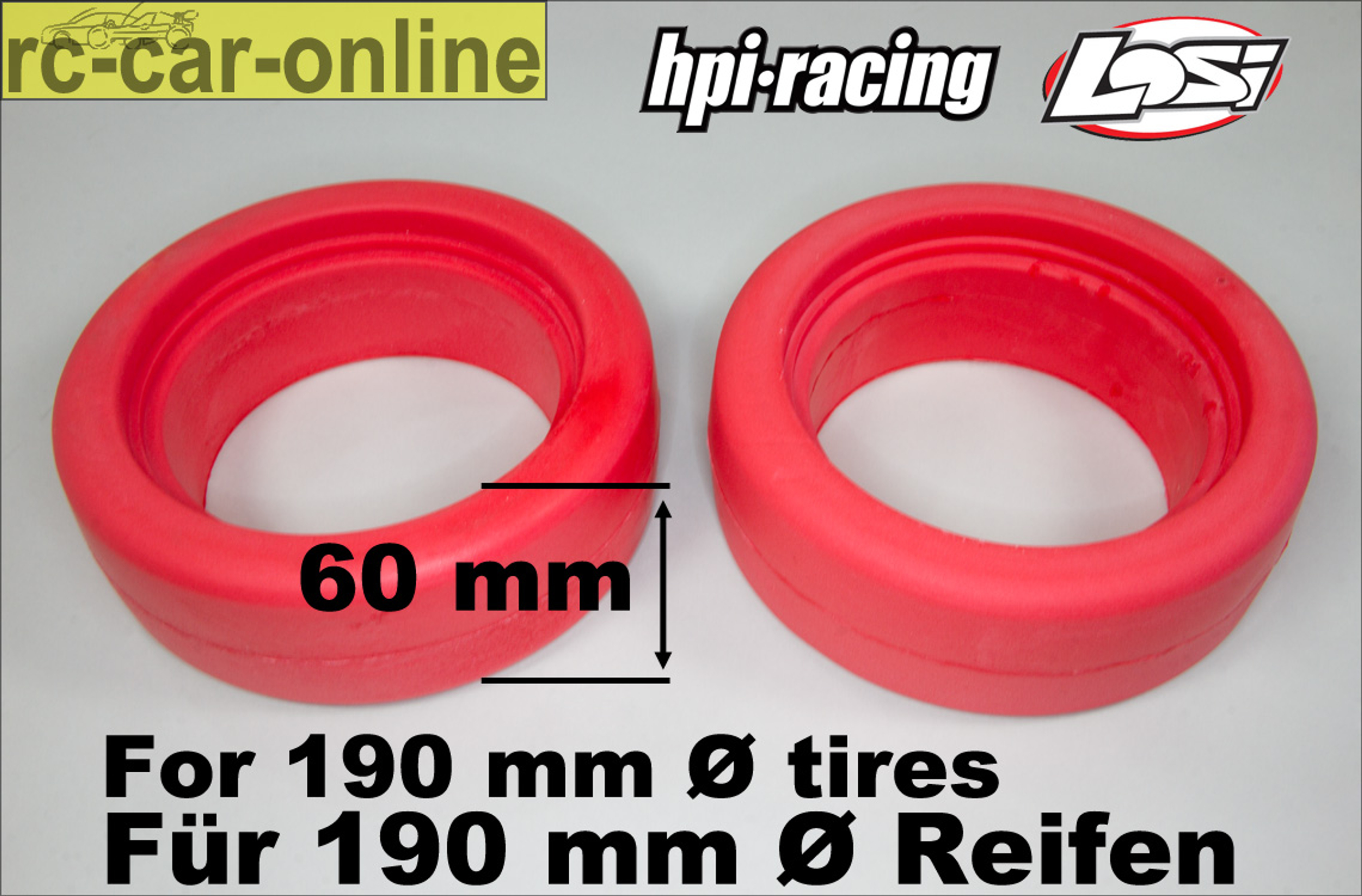 y1322 Speziell geformte Reifeneinlagen für 190 mm  Ø HPI + Losi - Reifen in 60 mm Breite