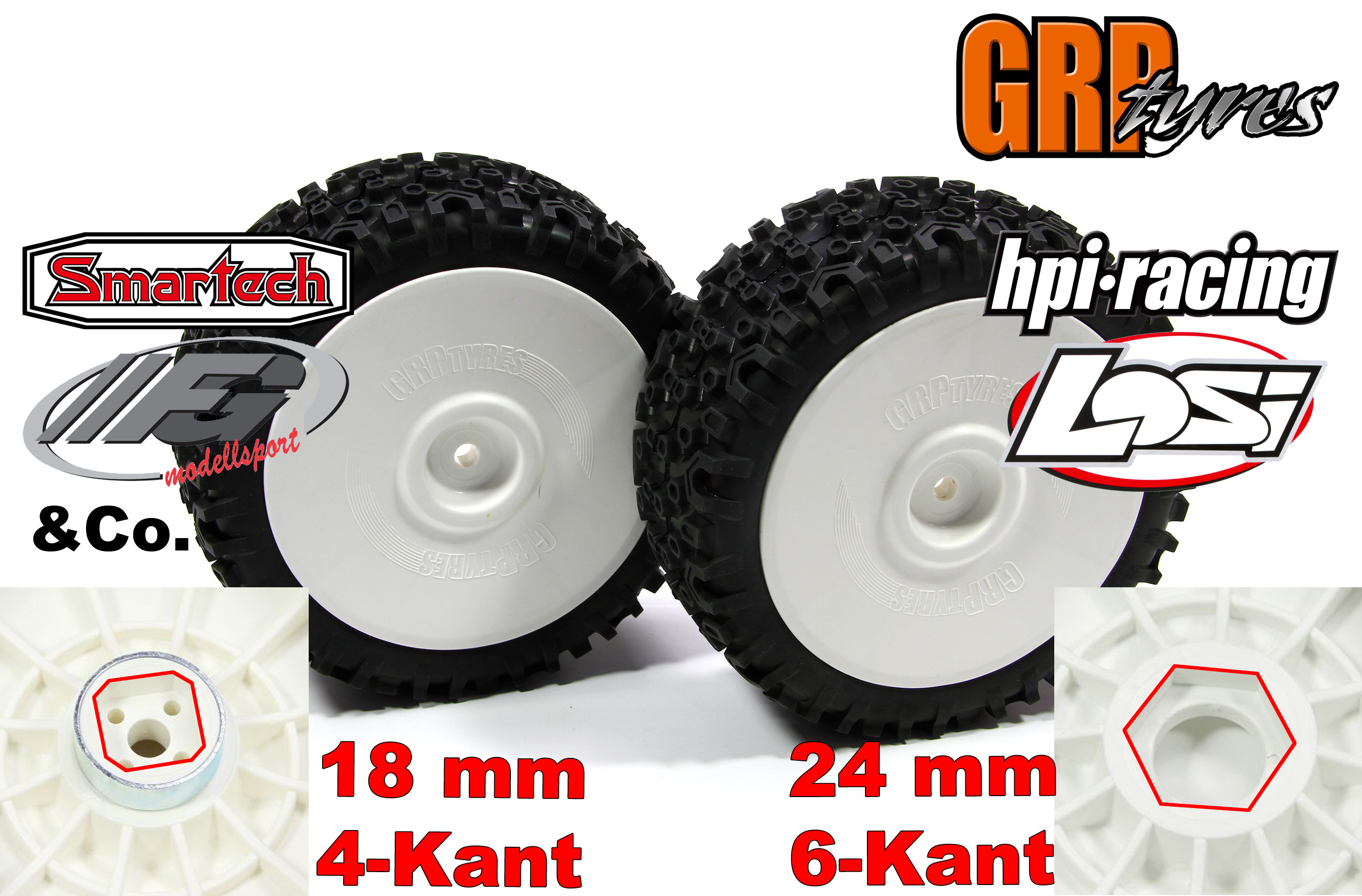 GW91 GRP-CROSS off-road race tires (S and P), complete glued on rims