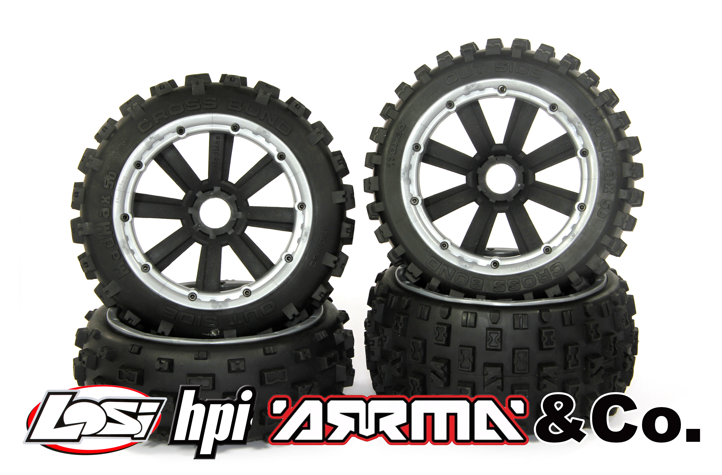 y1407/01  MadMax 2 Paar CROSS BOND 170x60 Reifen für HPI + Losi (24 mm Sechskant) Angebot y1407/01  MadMax 2 Paar CROSS BOND 170x60 Reifen für HPI + Losi (24 mm Sechskant) Angebot