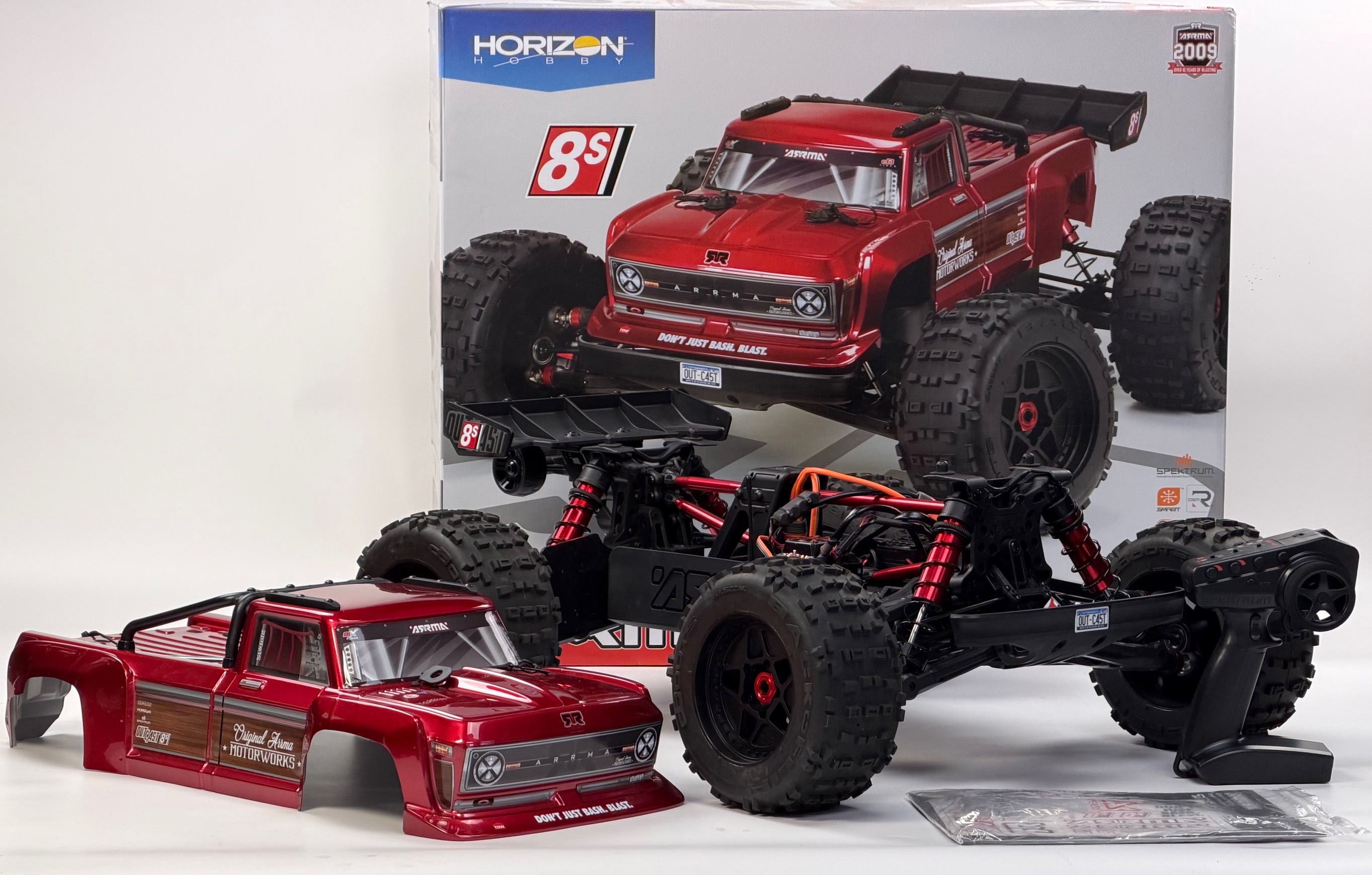 1/5 OUTCAST 8S AVC 4X4 RTR BRUSHLESS STUNT TRUCK, red, used