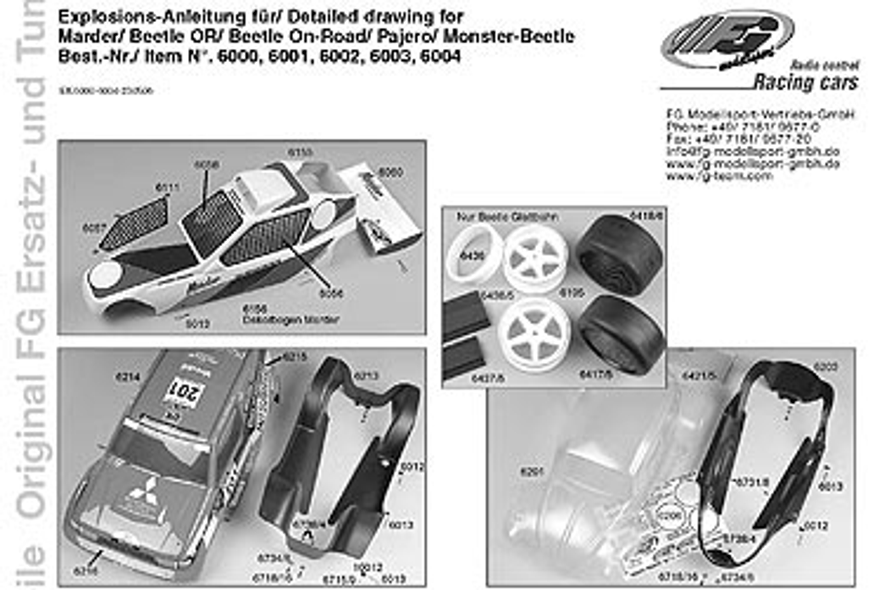 y0959 FG Anleitungsset 2WD Marder / Beetle OR / Beetle On-Road / Monster Beetle, Set