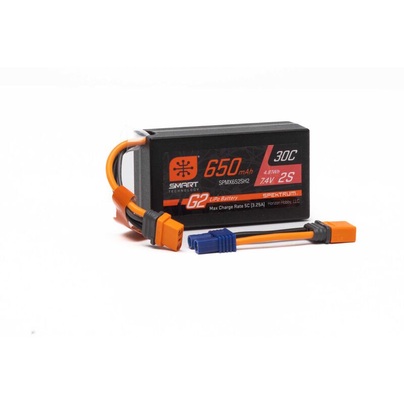 SPMX652SH2 Spektrum 7,4V 650mAh Smart G2 Hardcase 30C LiPo: IC2