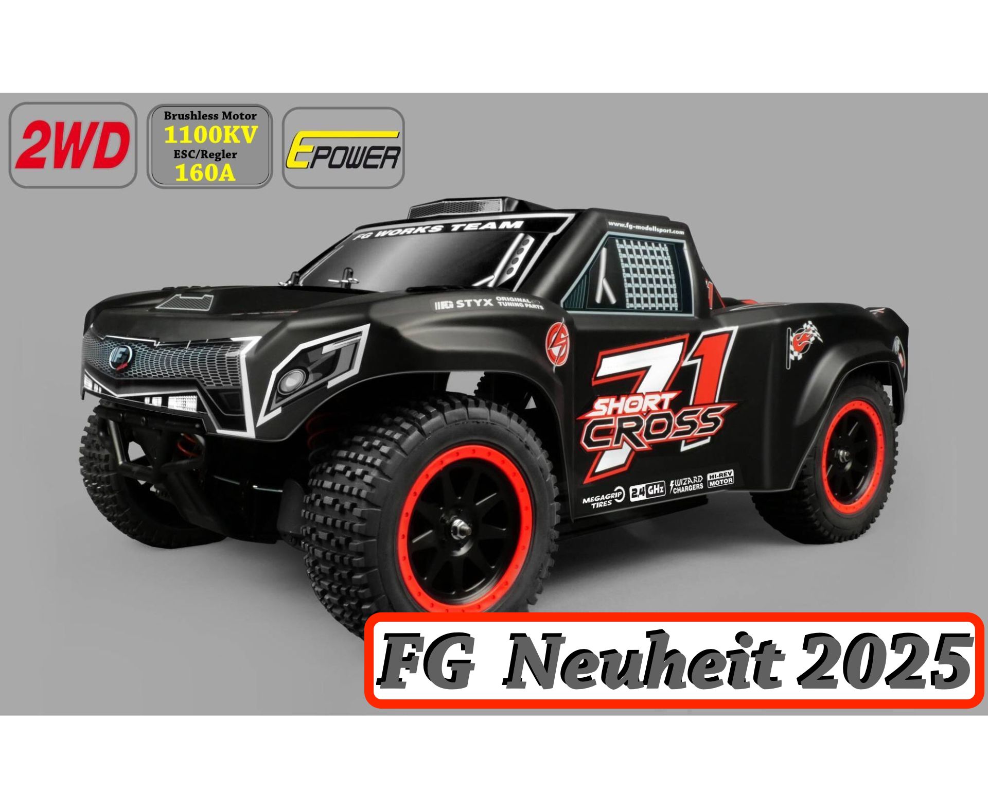 68100E FG Short Cross Elektro 2WD, lackierte Karosserie "Neuheit"