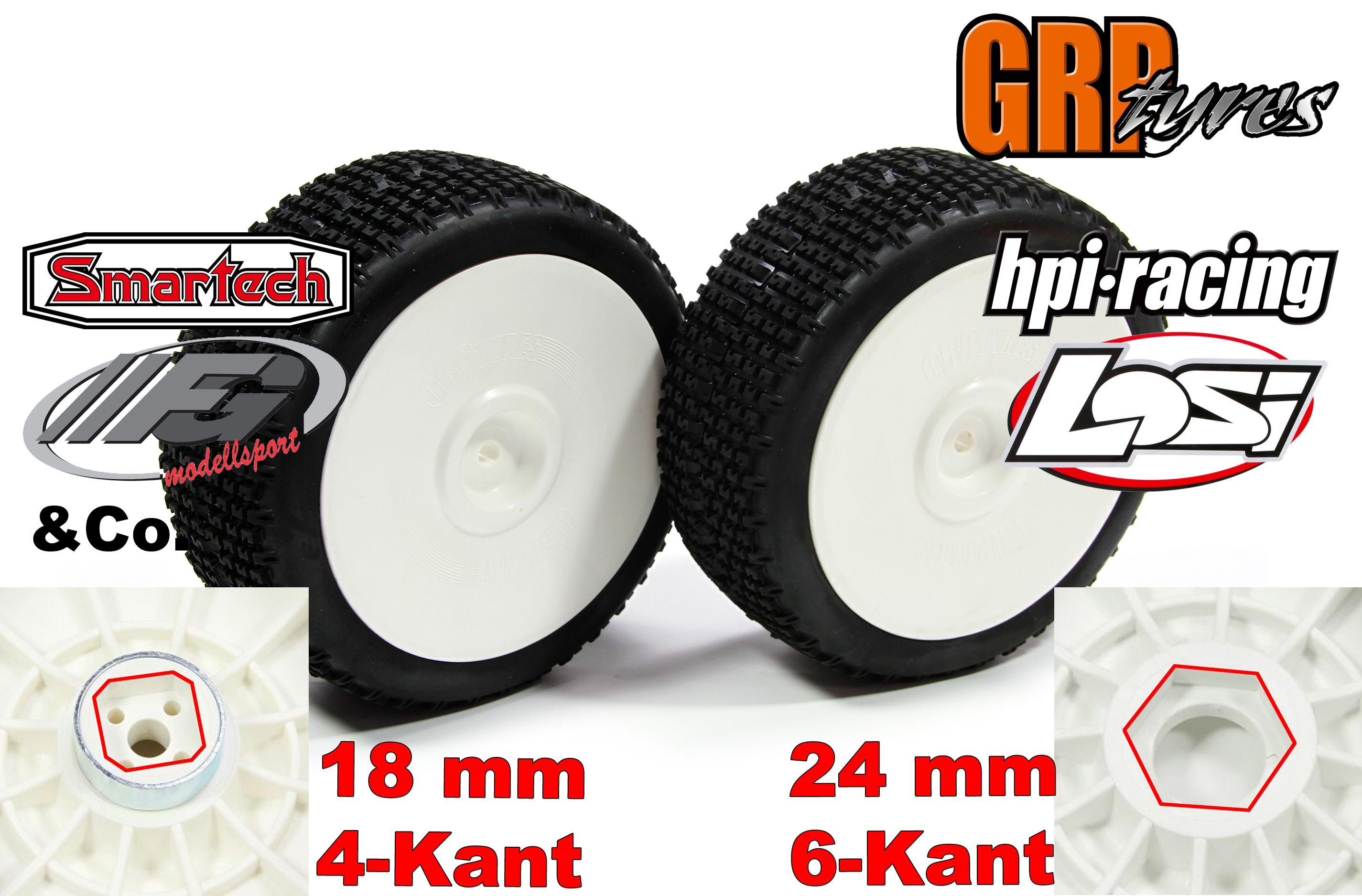 GW90 GRP-MICRO off-road race tires (S and P), complete glued on rims
