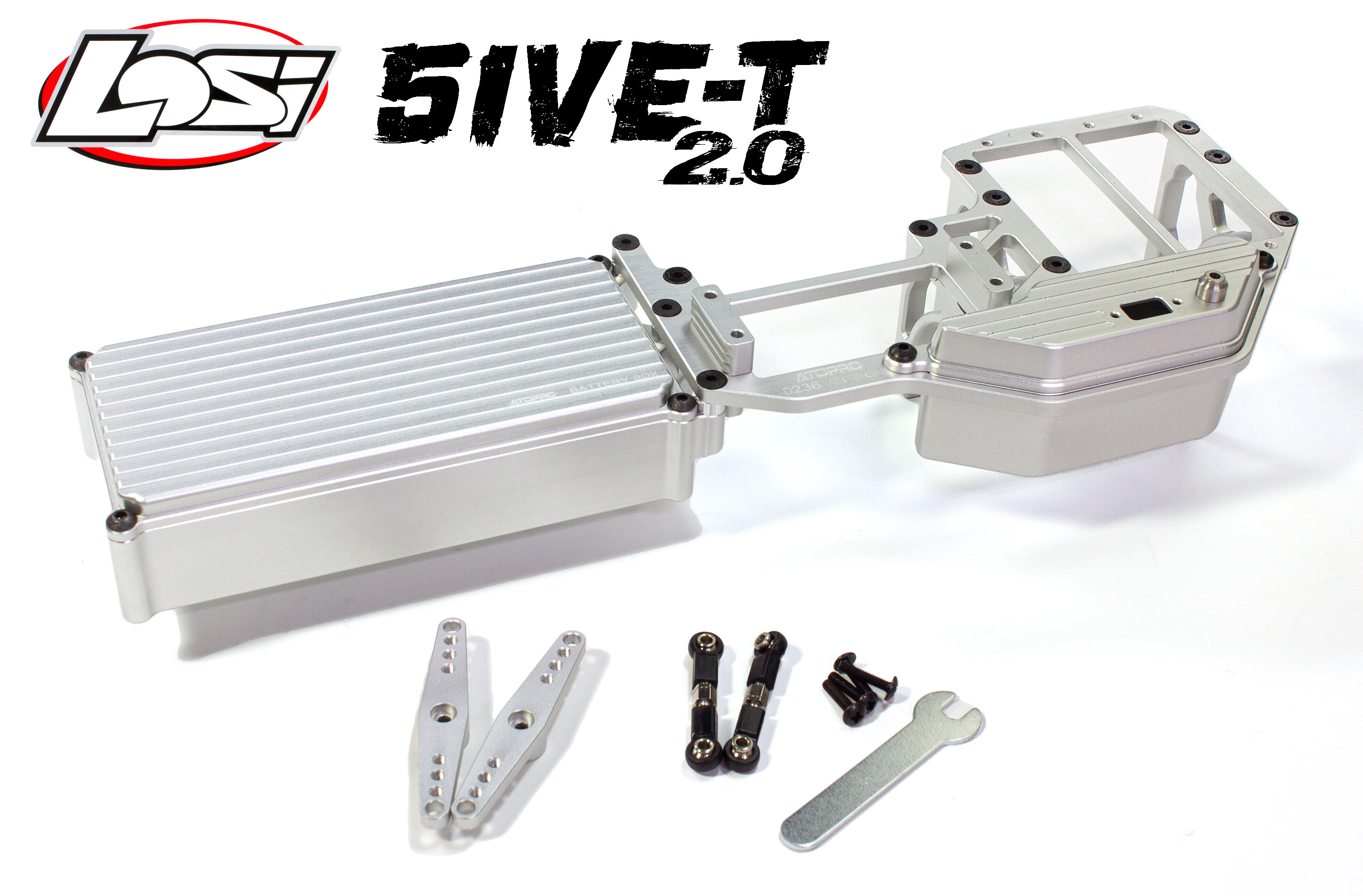 AT-5T028 ATOP Aluminum radio plate Losi 5ive-T 1.0 and 2.0 for dual steering servos