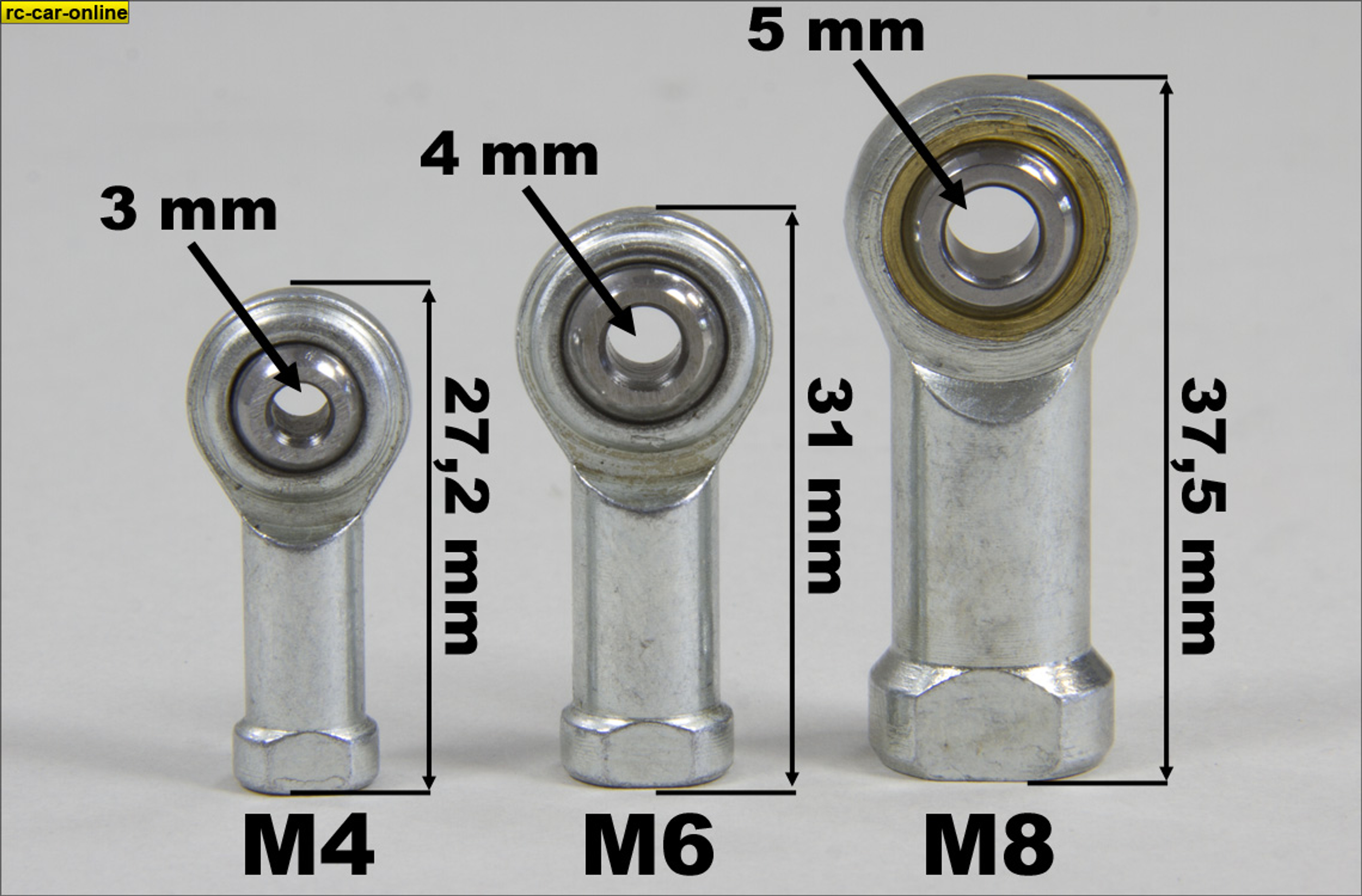 Stahlkugelpfanne wahlweise 4/6/8 mm rechts/links-Gewinde 3/4/5 mm Kugelbohrung