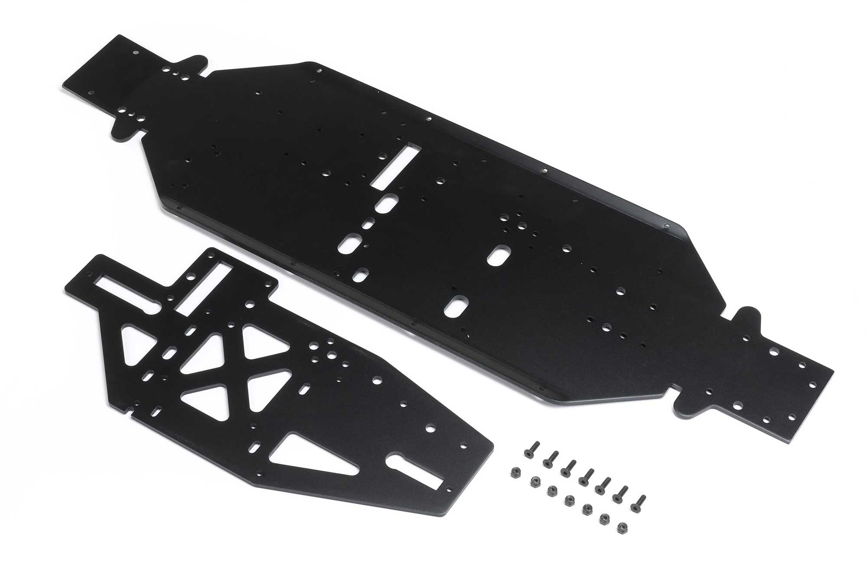 LOS251113 Losi Chassis with Brace Plate, 4mm, Black DBXL 2.0