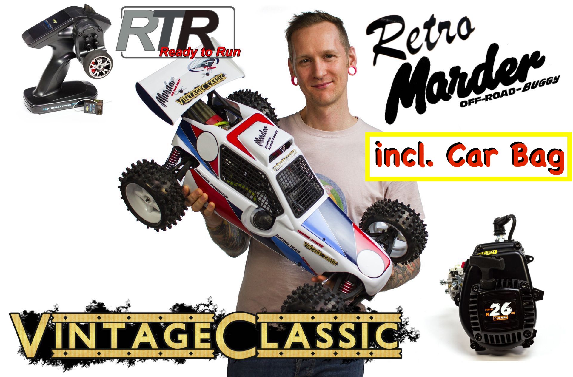 6000c/2023 FG Marder Vintage-Classic mit 26 ccm Motor RTR, incl. Car Bag !