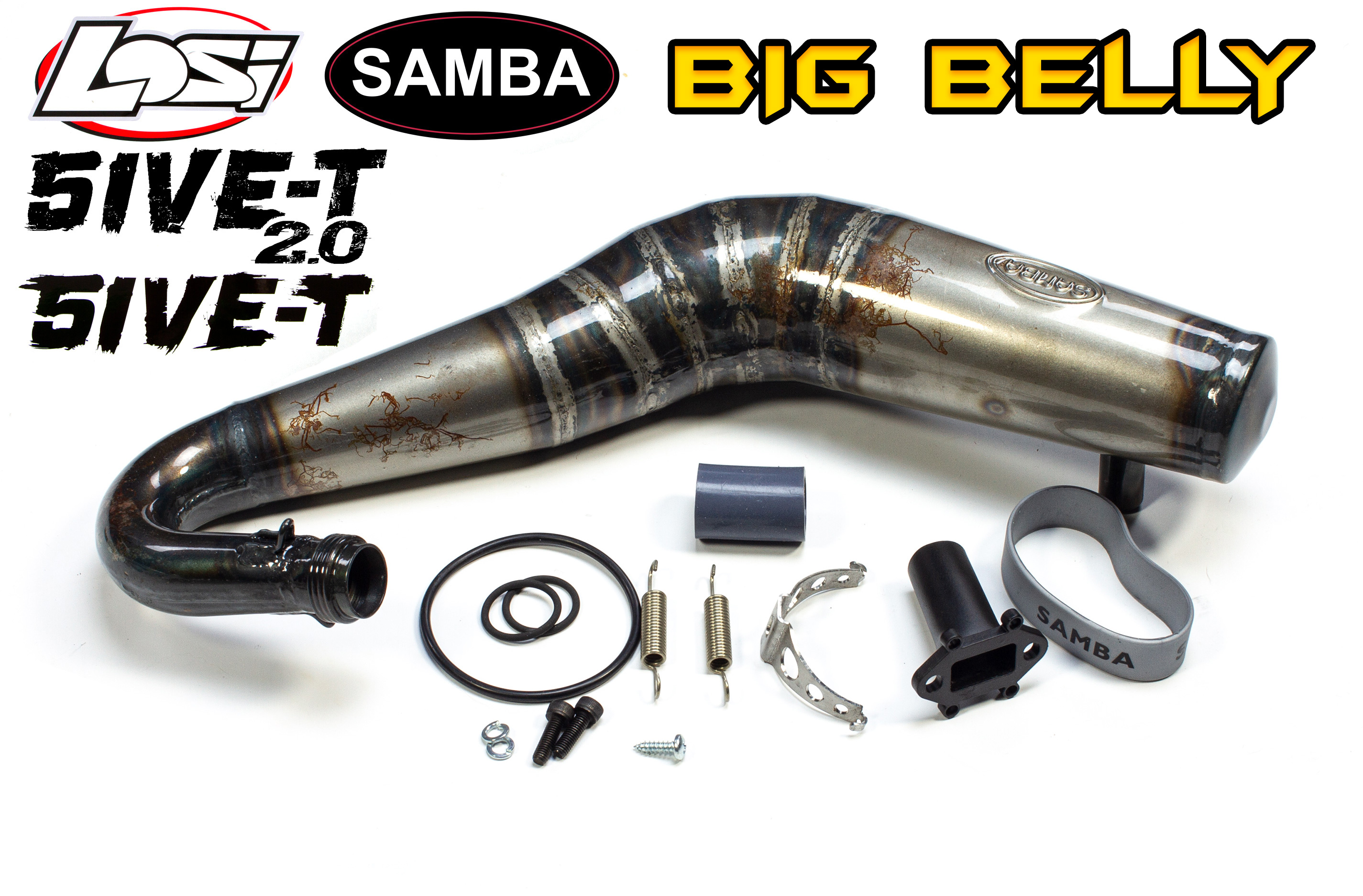 4823 Samba BIG BELLY tuned pipe for Losi 5ive-T with up to 32 cm³ 4823 Samba BIG BELLY tuned pipe for Losi 5ive-T with up to 32 cm³