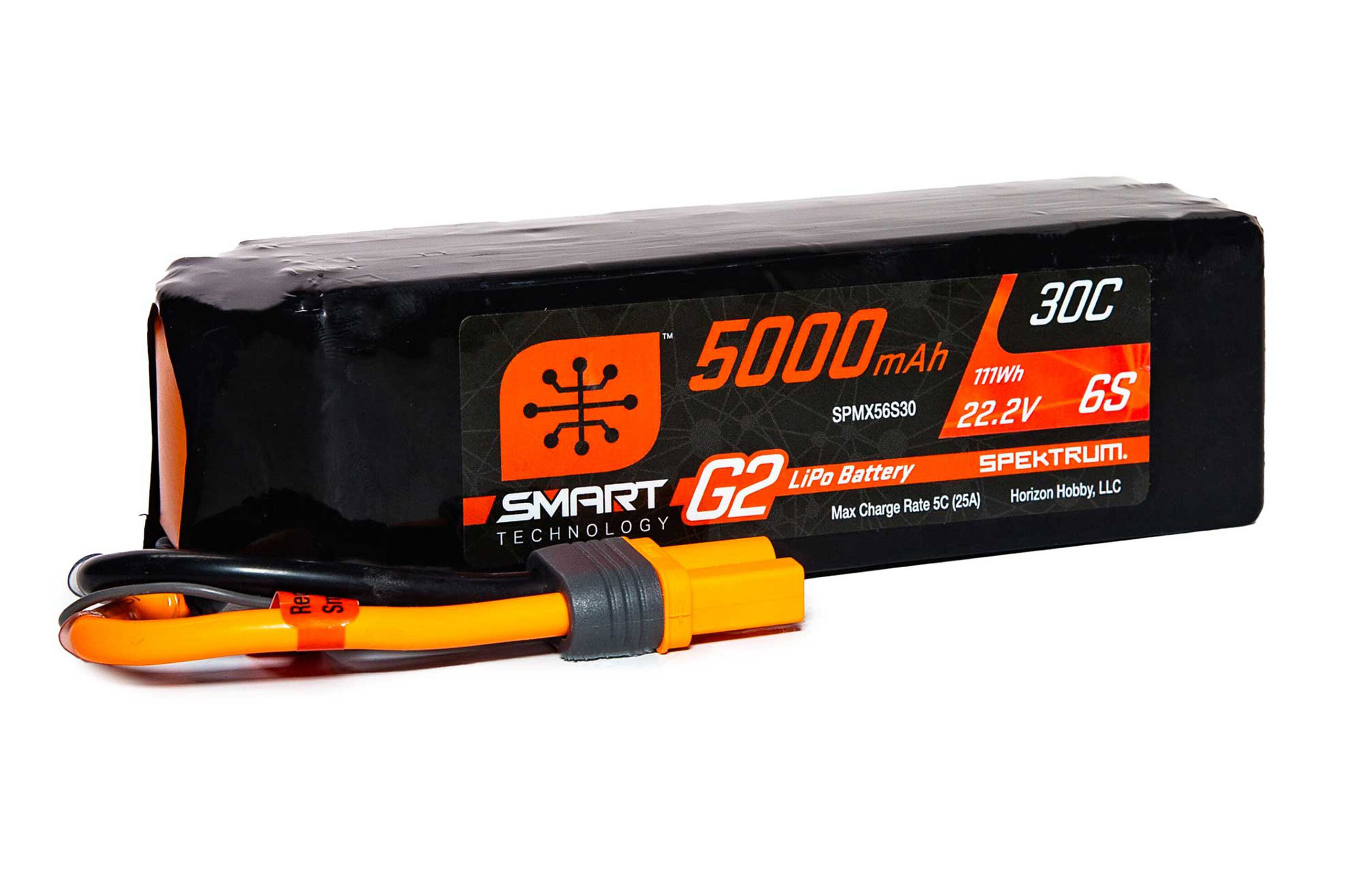 SPMX56S30 Spektrum 22.2V 5000mAh 6S 30C Smart G2 LiPo Battery IC5