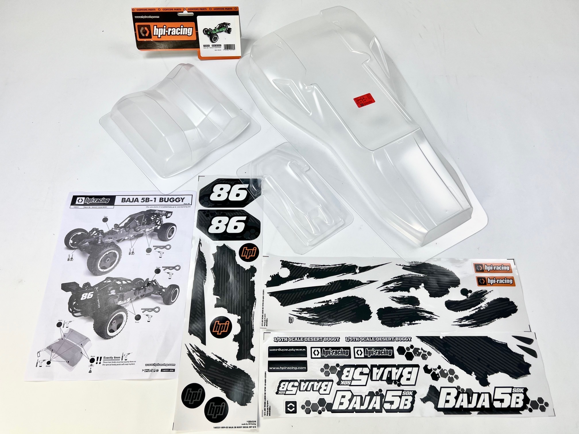 160332 HPI Baja 5B-1Flux Buggy transparentes Karosserie Set 160332 HPI Baja 5B-1Flux Buggy transparentes Karosserie Set