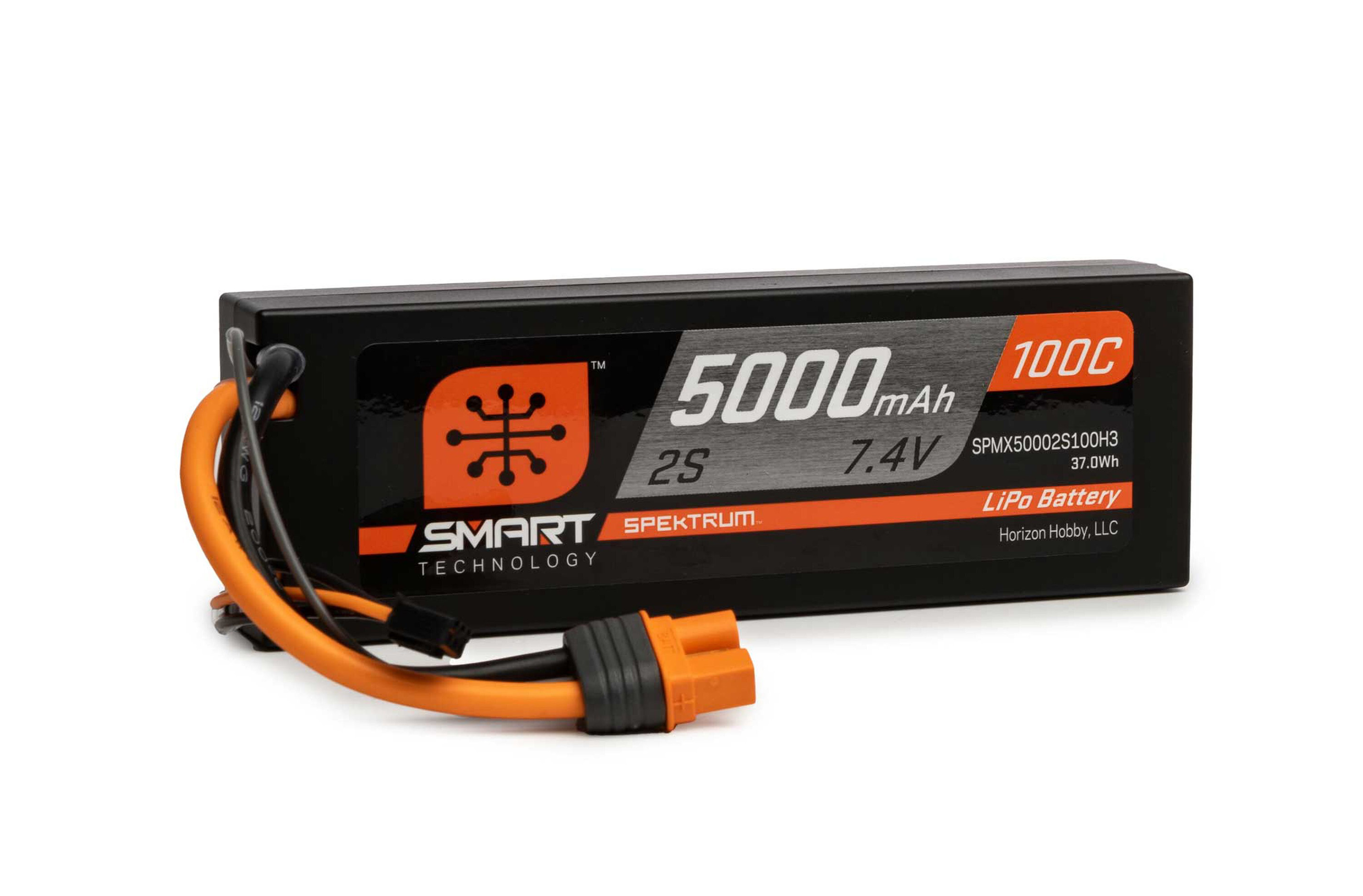 SPMX50002S100H3 7.4V 5000mAh 2S 100C Smart Hardcase LiPo Battery: IC3
