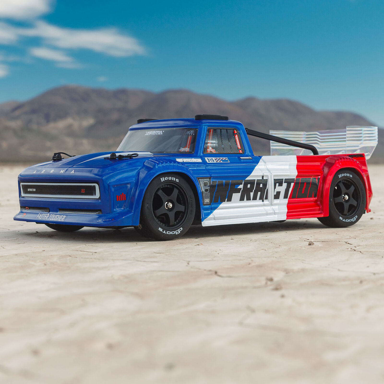 ARA4315V4T1 ARRMA 1/8 INFRACTION 223S DSC 4X4 RTR Brushless All-Road Street Bash Truck, Blue/Red