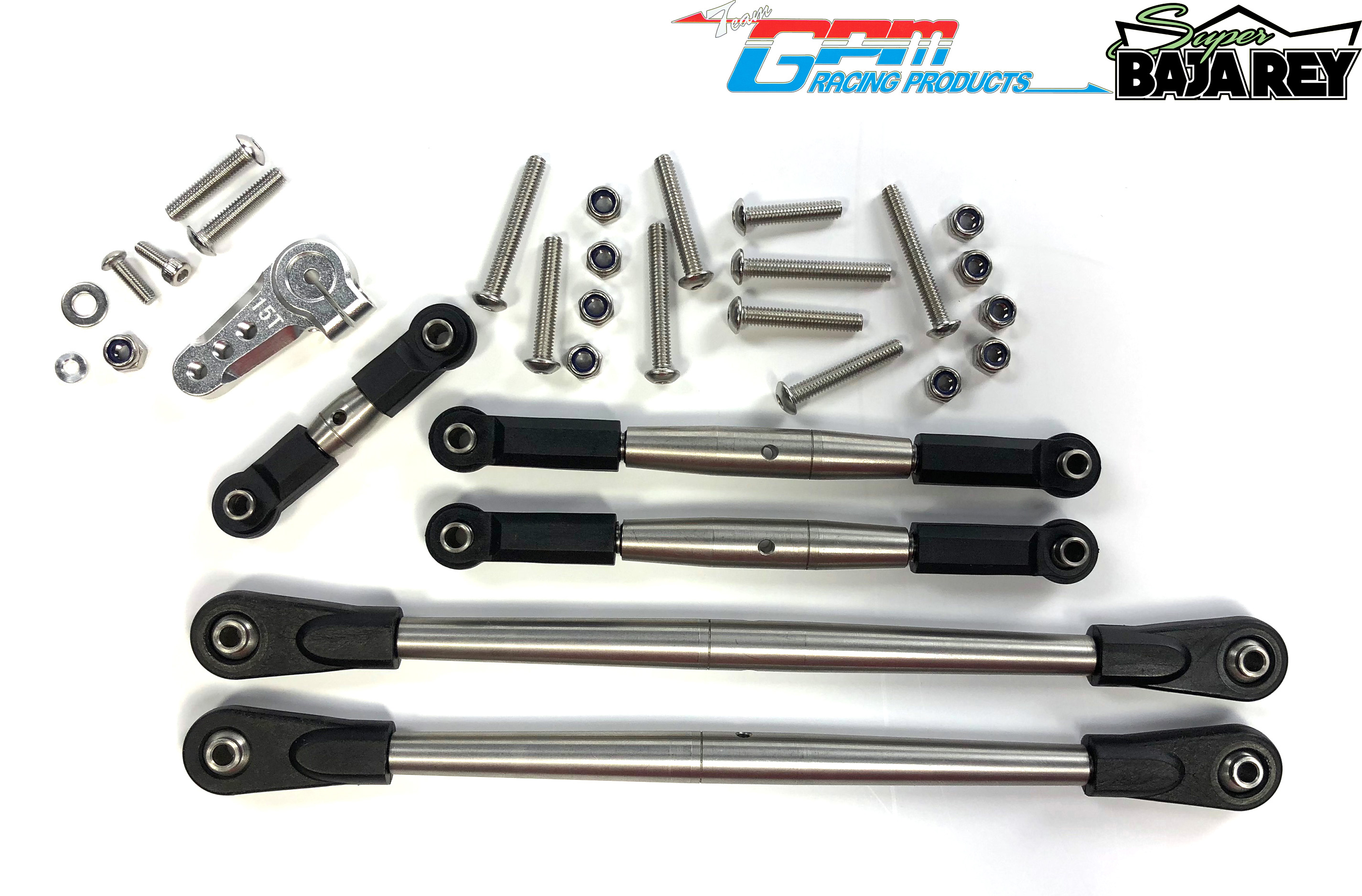SSB160A GPM Stainless steel trailing arm and steering linkage set for Losi Super Baja Rey