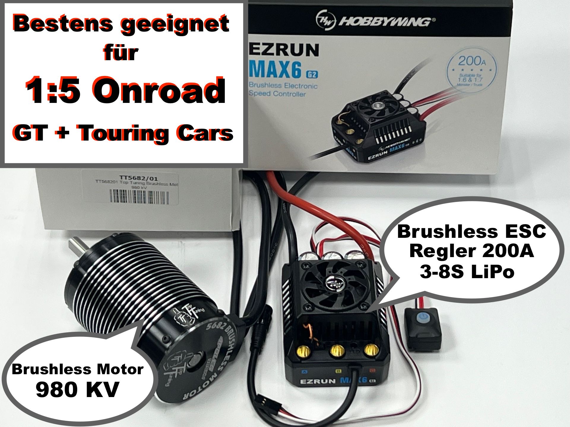 TT5682/01 BL Motor 980kV+HW MAX6 Regler 200A Set y1581/01 TT5682/01 BL Motor 980kV+HW MAX6 Regler 200A Set y1581/01