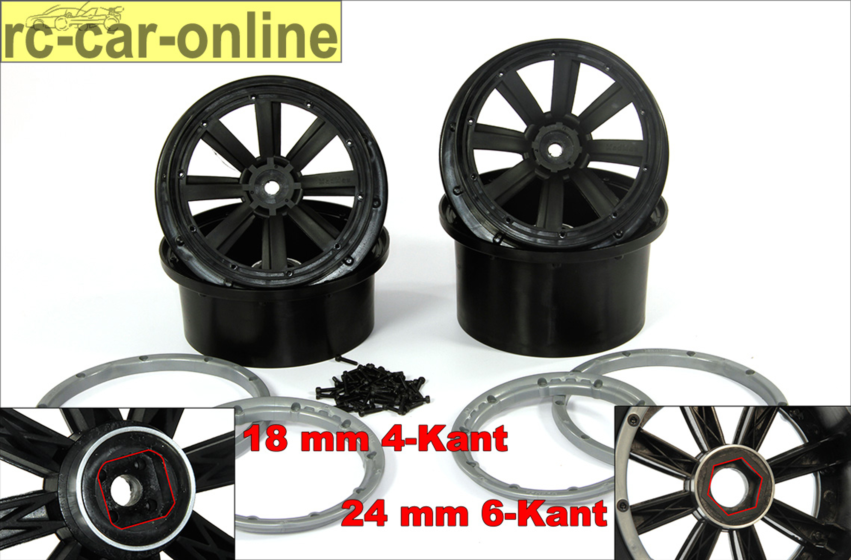 y1415 MadMax Extreme 60/80 mm rim black with 18 mm or 24 mm drive wheel drives
