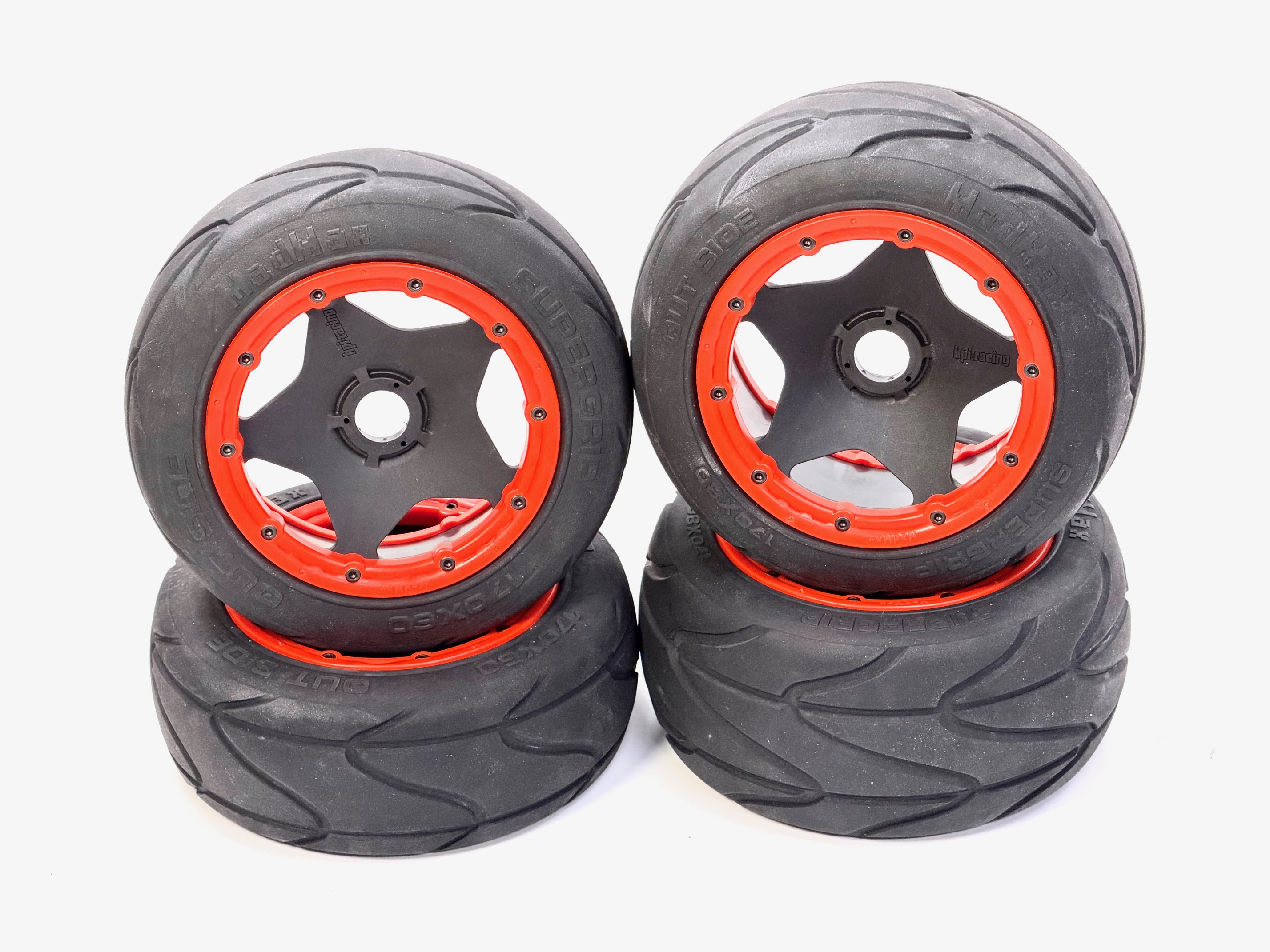 y1463/04 MadMax SUPER GRIP Soft + 24 mm hex rims 60/80 mm HPI rims set, 2 pairs for HPI+Losi & Co.