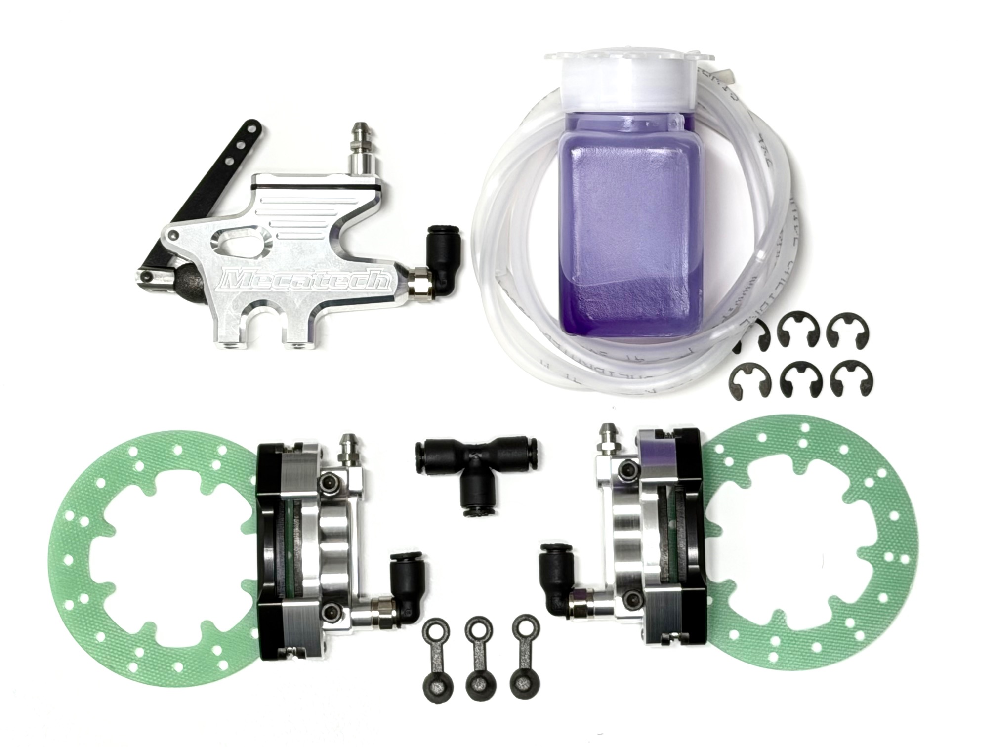 1001M-F  Mecatech twin piston hydraulic brake front for Mecatech star mount, set