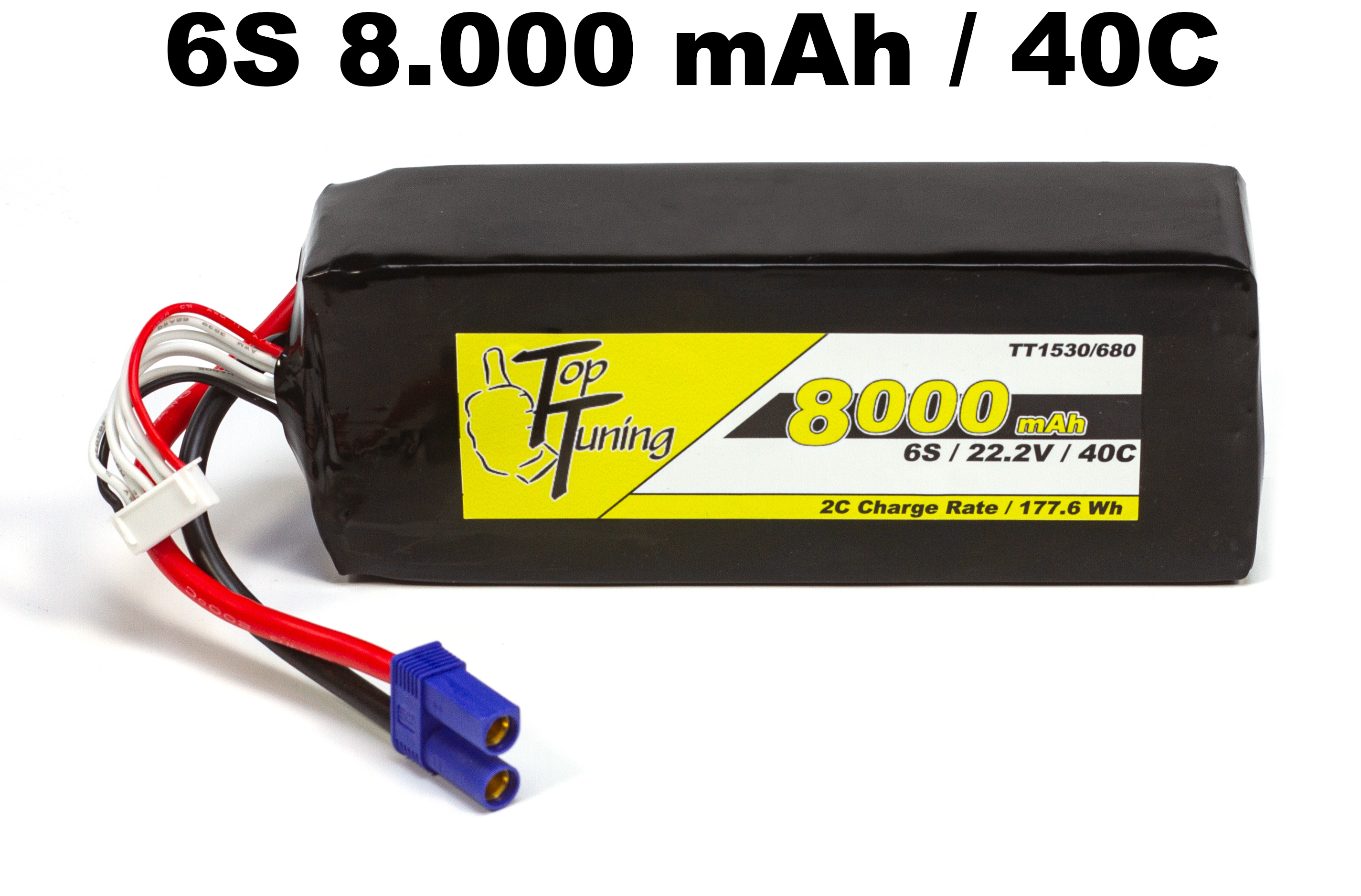 TT1530/680 Top Tuning 8000 mAh LiPo battery 6S, 22.2V 40C Offer TT1530/680 Top Tuning 8000 mAh LiPo battery 6S, 22.2V 40C Offer